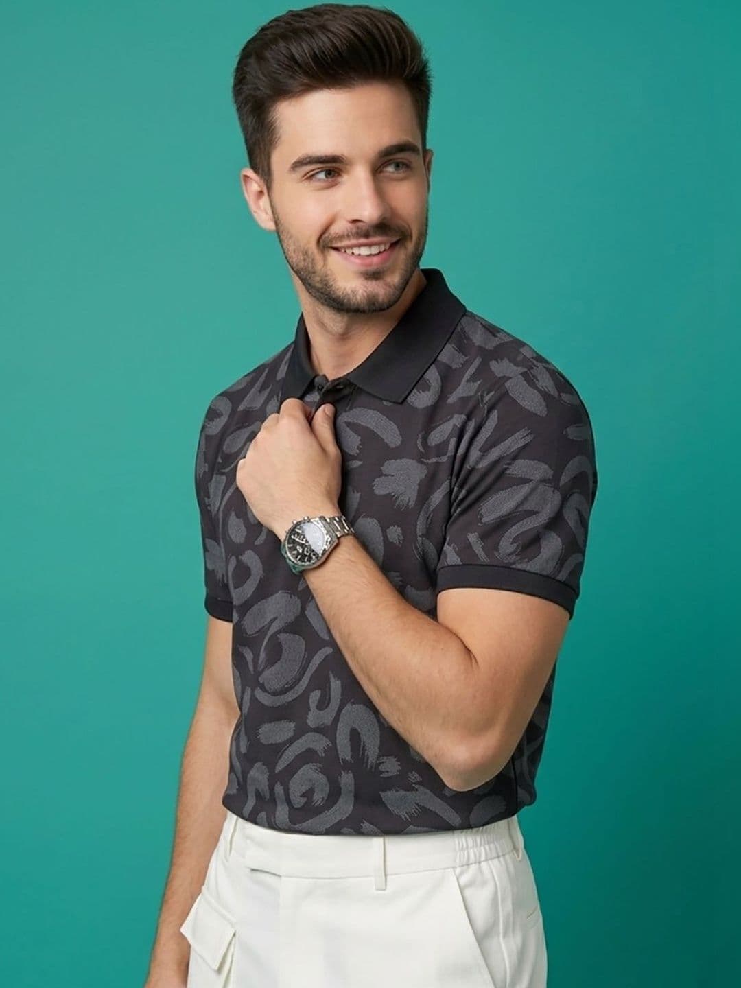 SZN Men Printed Polo Collar T-shirt thumbnail 2