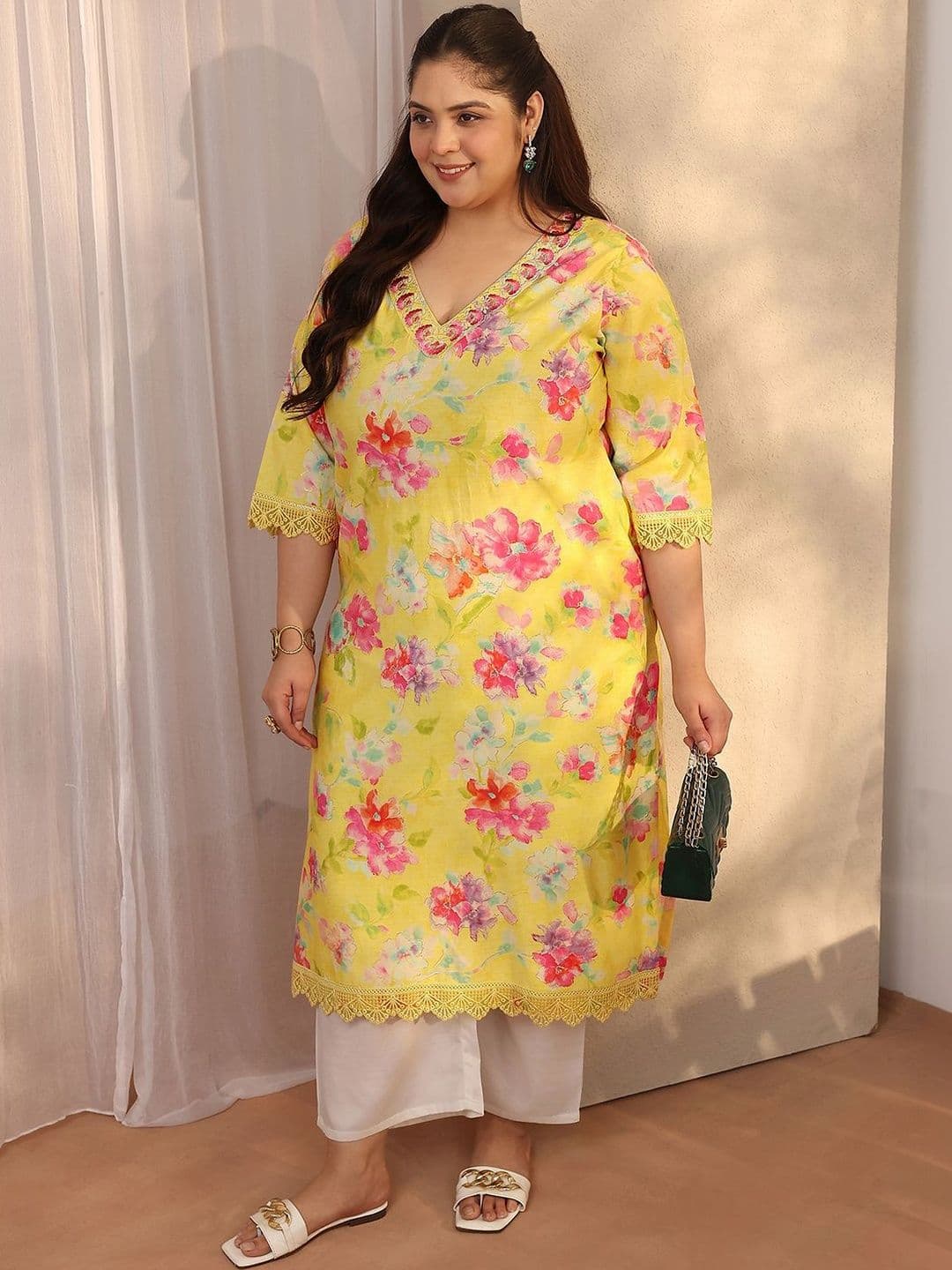 EXTRA LOVE BY LIBAS Plus Size Women Floral Printed Floral Kurta thumbnail 5
