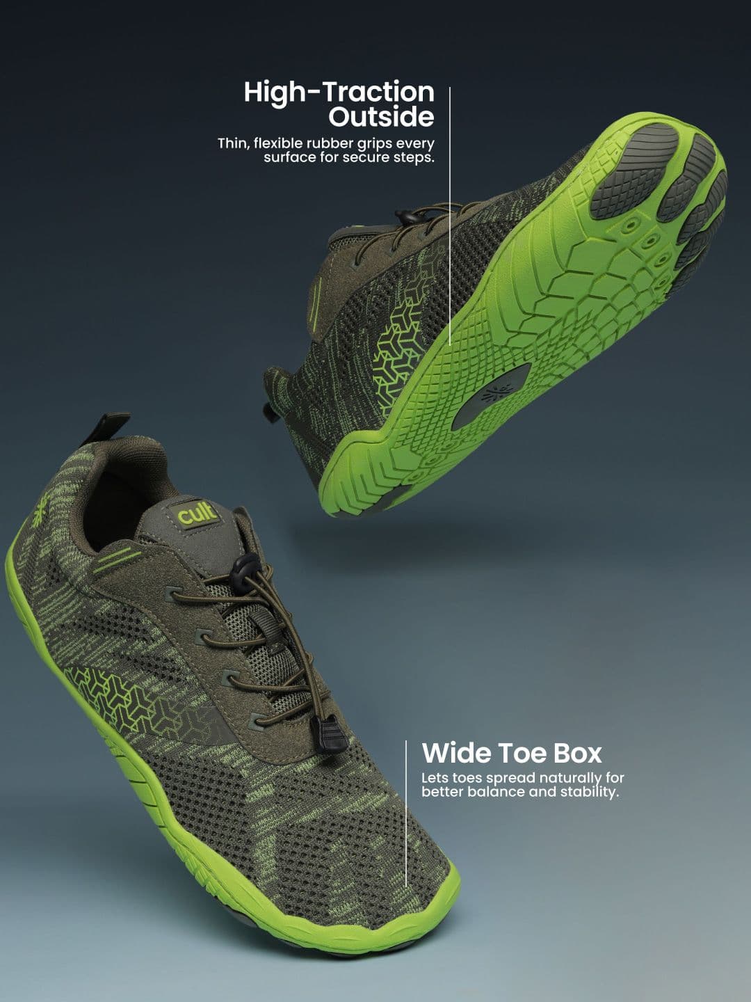 CULT Men KnitFit Barefoot Training Shoes - Olive thumbnail 3