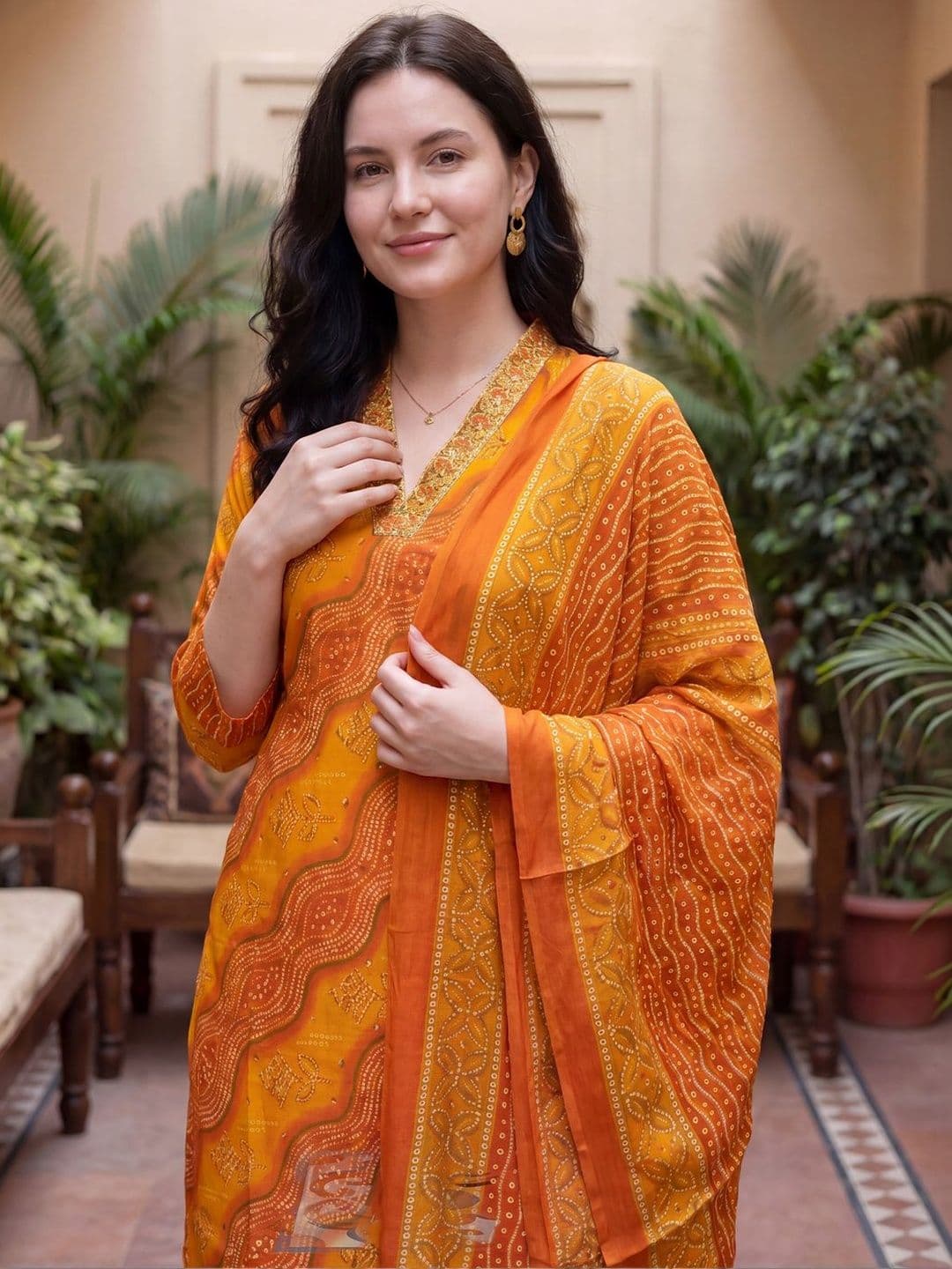 Indo Era Women Ethnic Motifs Printed Regular Thread Work Kurta with Trousers & With Dupatta thumbnail 6