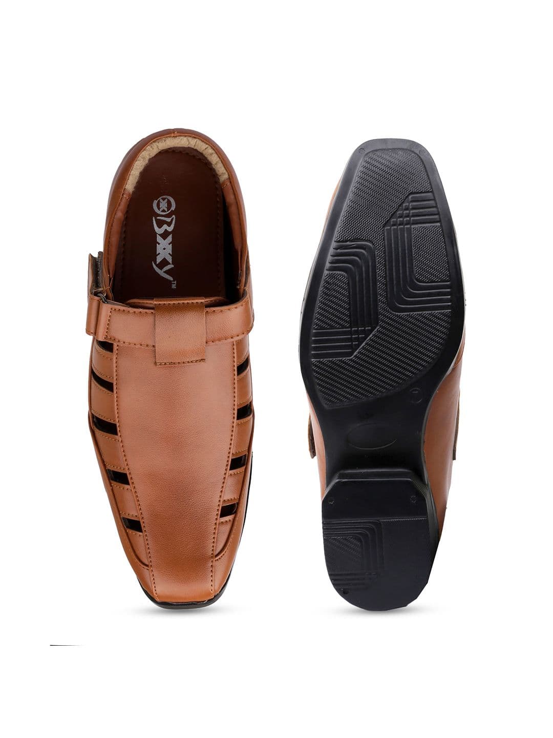 Bxxy Men Tan Solid Invisible Height Increasing 3 Inch Semi-Formal Sandals thumbnail 5