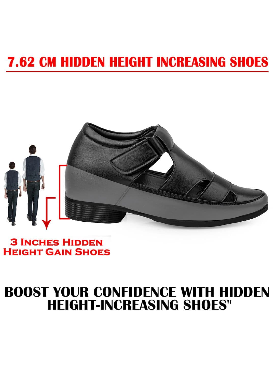 Bxxy Men Shoe-Style Roman 7.62 Cm Elevator Height Increasing Formal Sandals thumbnail 2