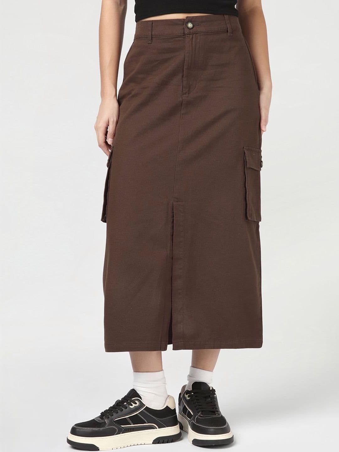 Bewakoof Women's Coffee Brown Cargo Skirts thumbnail 5