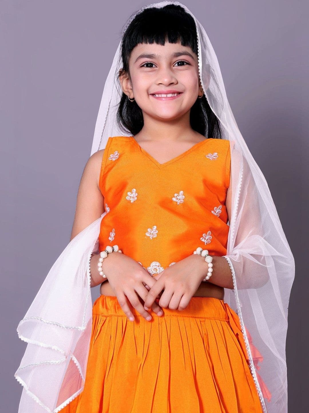 RJ ONLINE Girls Embroidered Thread Work Tie and Dye Ready to Wear Lehenga & Blouse With Dupatta thumbnail 2