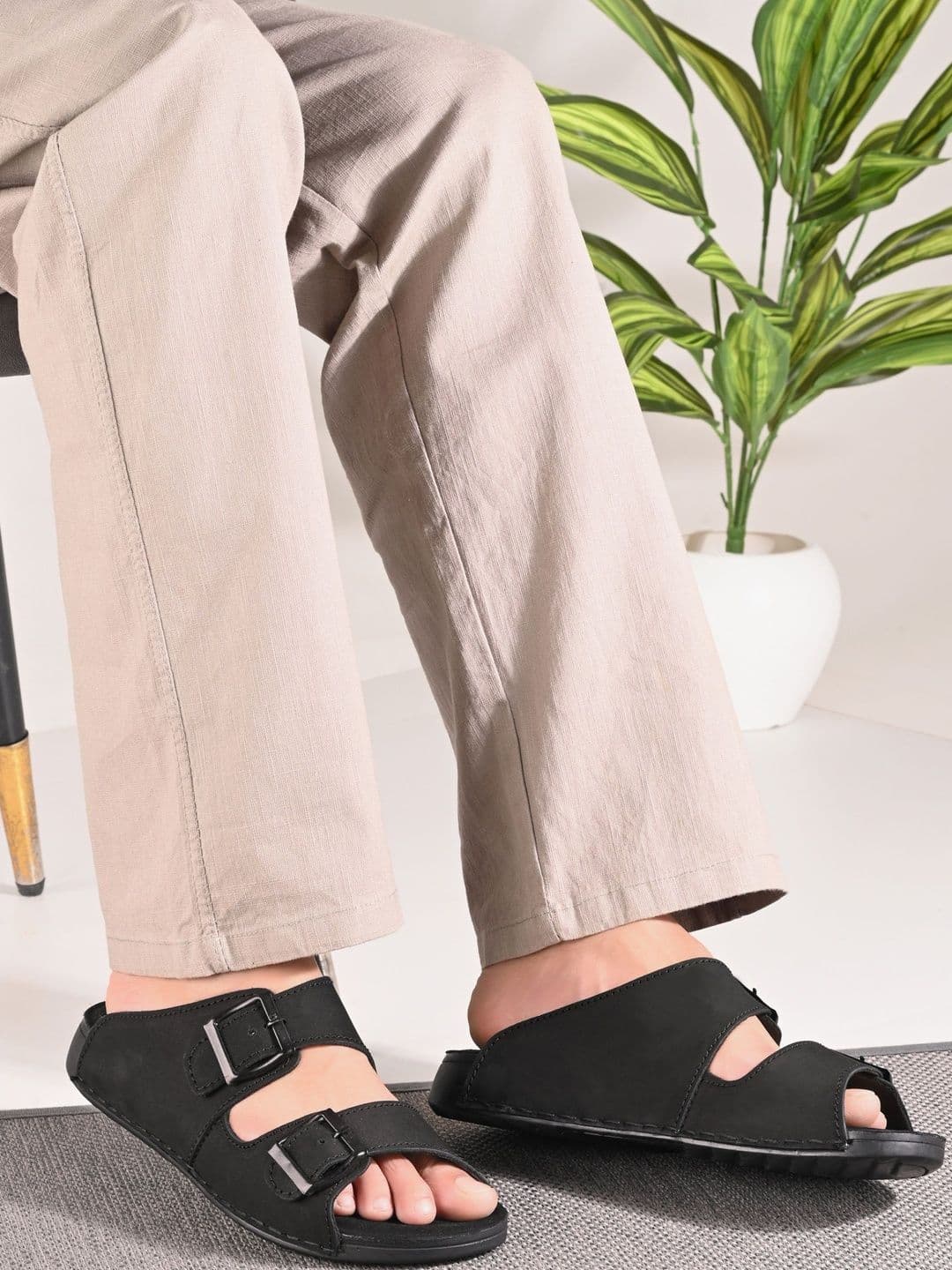 The Roadster Lifestyle Co Men Leather Slip-On Comfort Sandals - view 1