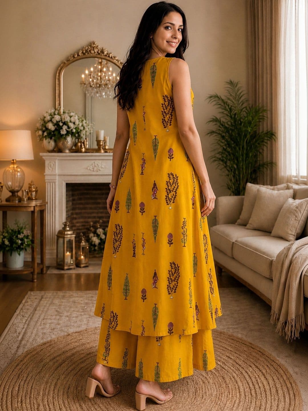 Klere Women Ethnic Motifs Printed Regular Kurta with Palazzos thumbnail 3