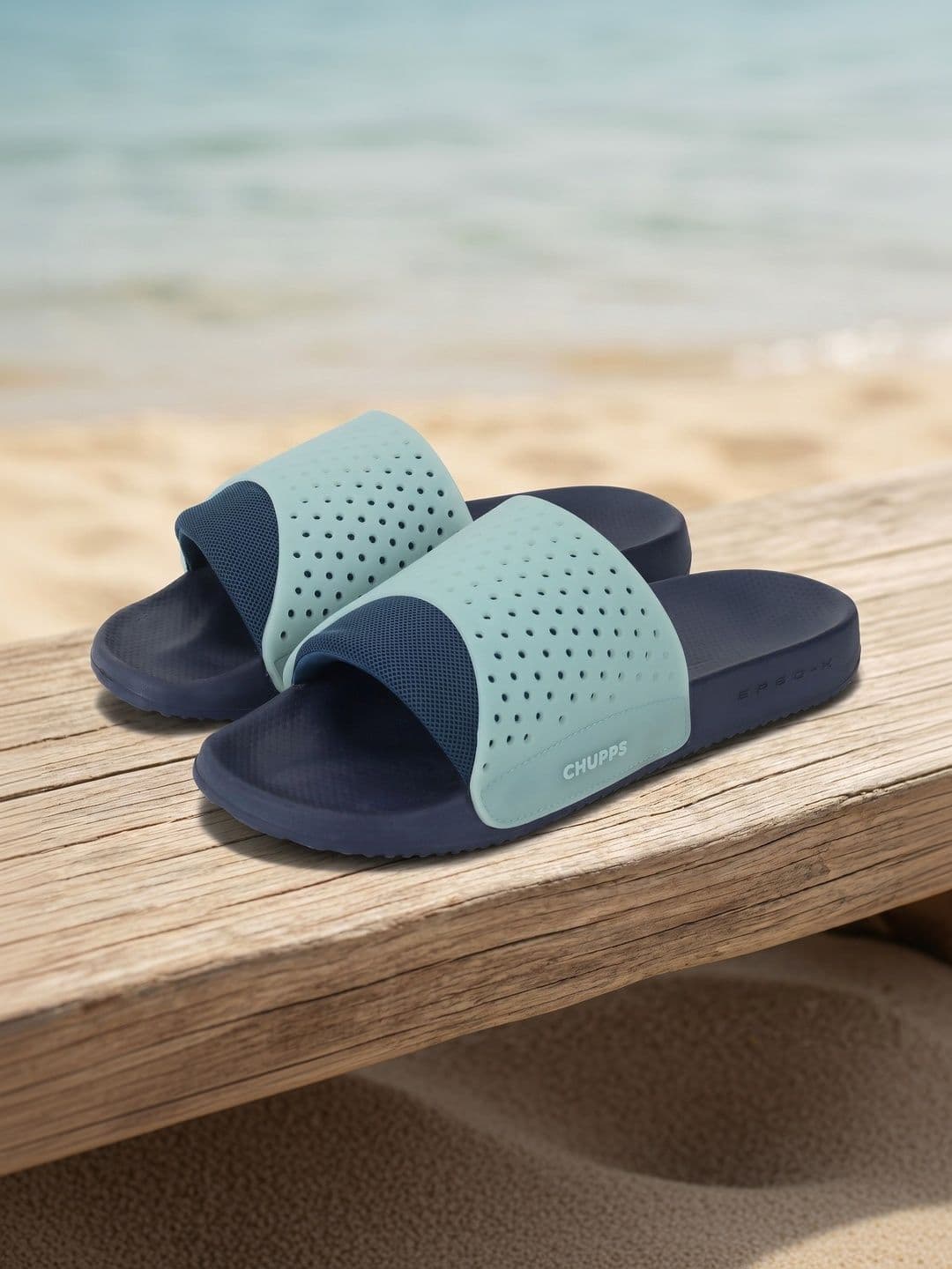 CHUPPS Men Aqua Blue Dink Ergo-X Orthopedic Sliders - view 1