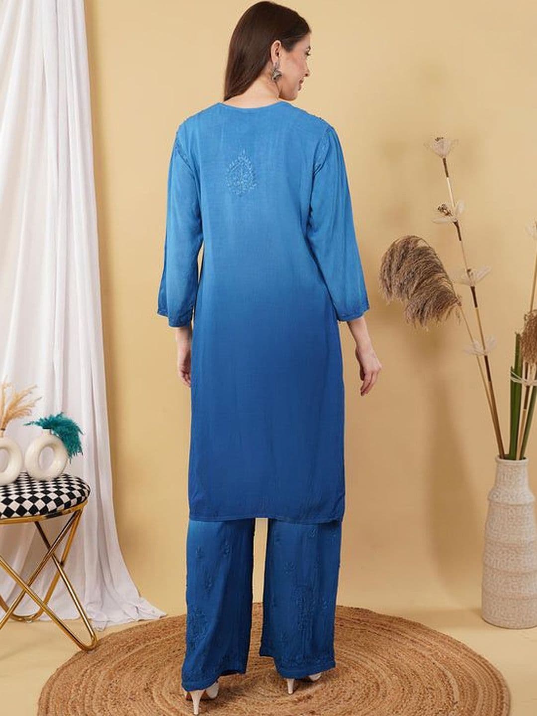 Classikari Women Embroidered Kurta with Palazzos thumbnail 4