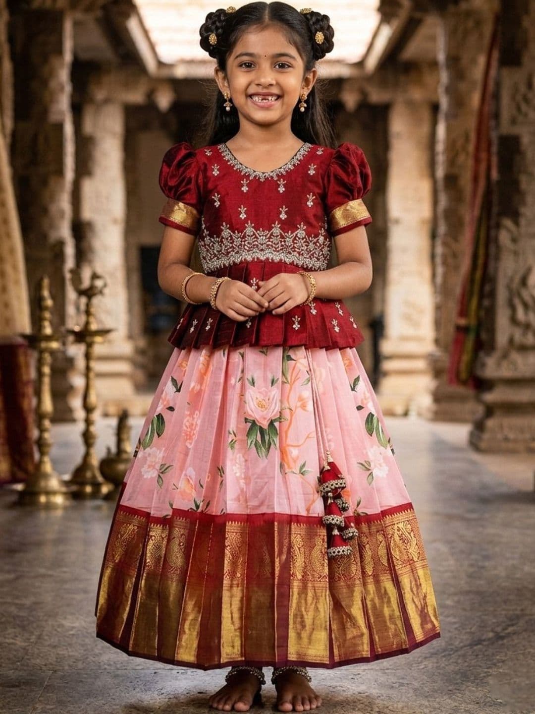 BAESD Girls Embellished Ready to Wear Lehenga & - view 1