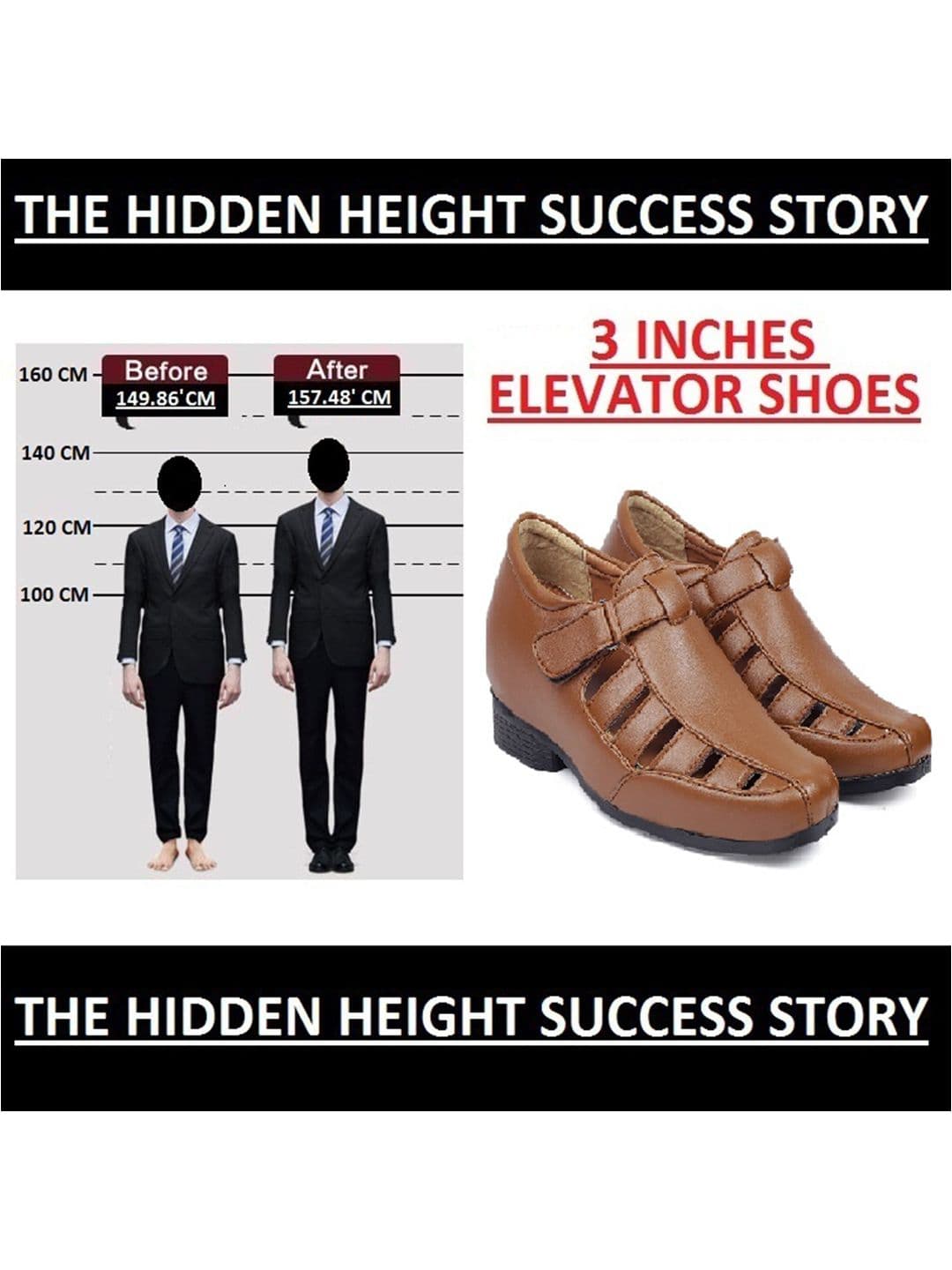 Bxxy Men Tan Elevator Increasing Casual Sandal Shoes thumbnail 5