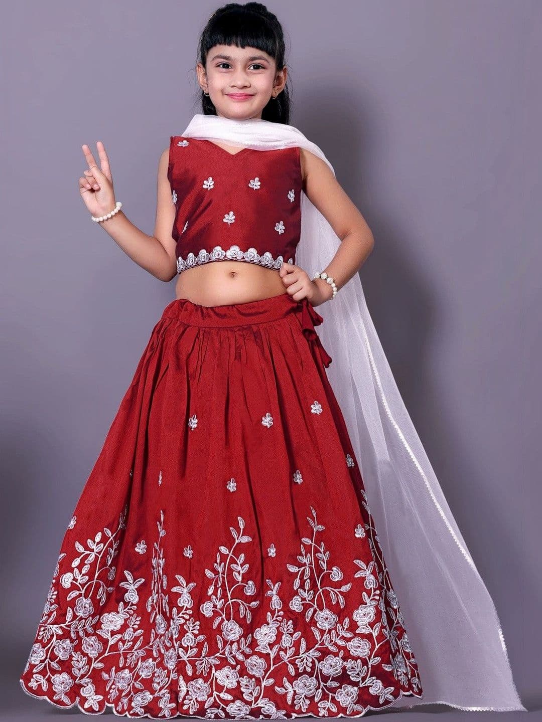 RJ ONLINE Girls Embroidered Thread Work Tie and Dye Ready to Wear Lehenga & Blouse With Dupatta thumbnail 5