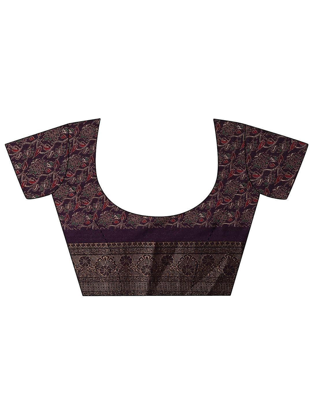 Libas Purple Solid Saree With Unstitched Blouse Piece thumbnail 4