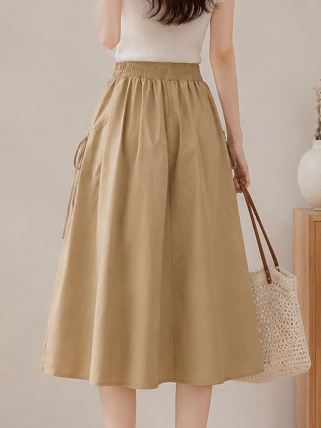 Suo Women Sleek Utility Midi A-Line Skirt thumbnail 4