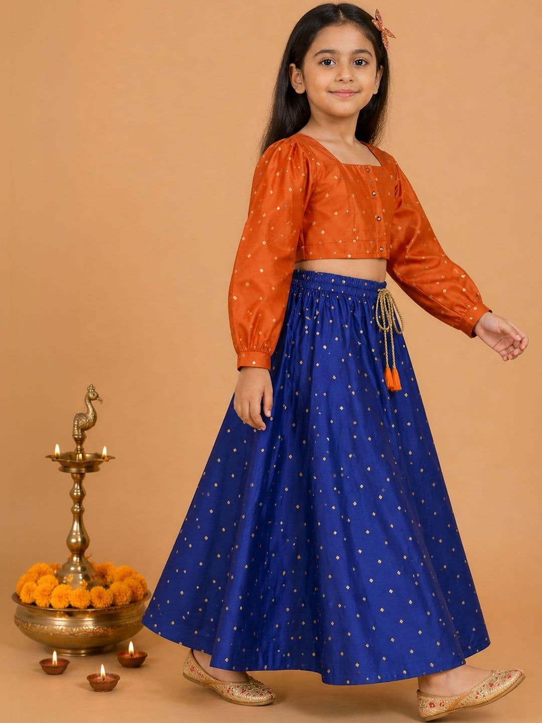 KiddoPanti Girls Embellished Ready to Wear Lehenga Choli Set thumbnail 2