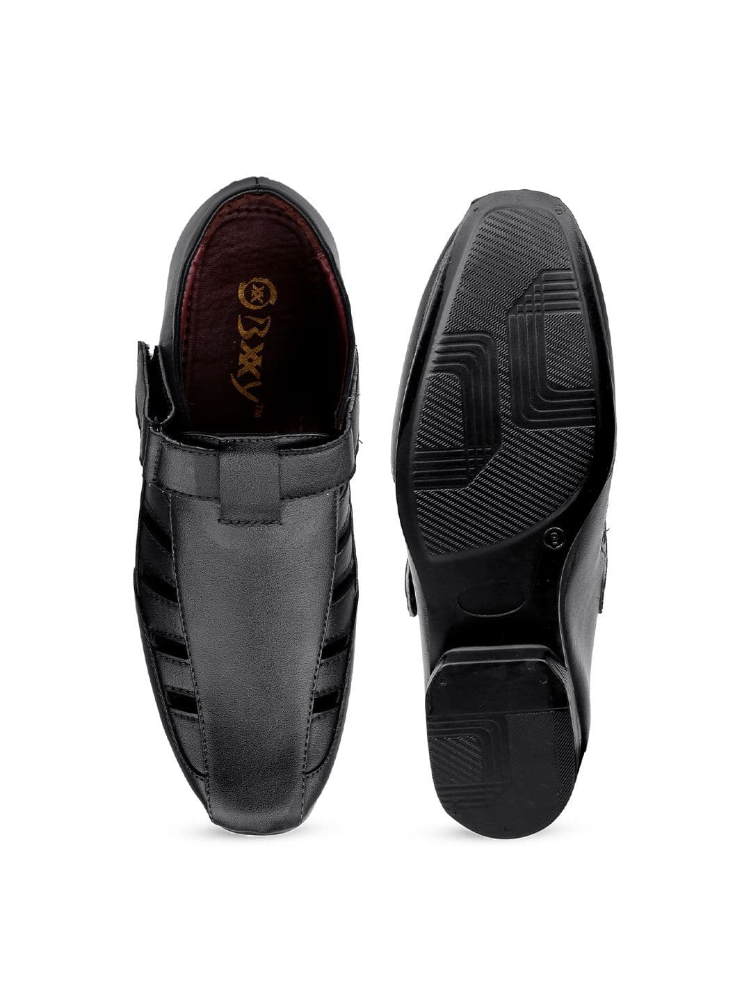 Bxxy Men Black Solid Invisible Height Increasing 3 Inch Semi-Formal Sandals thumbnail 4