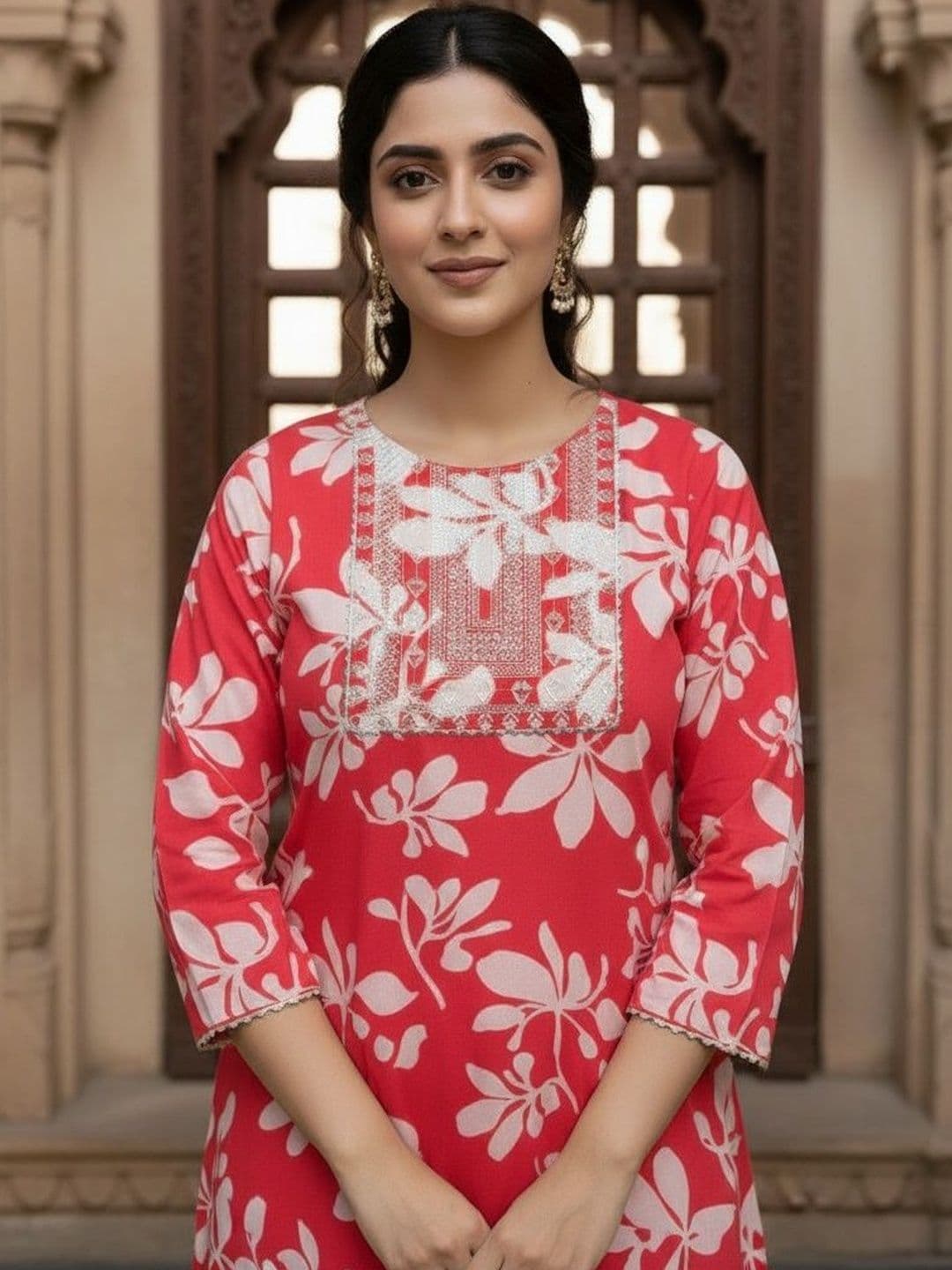 Sa Rasa Women Floral Printed Thread Work Floral Kurta thumbnail 5