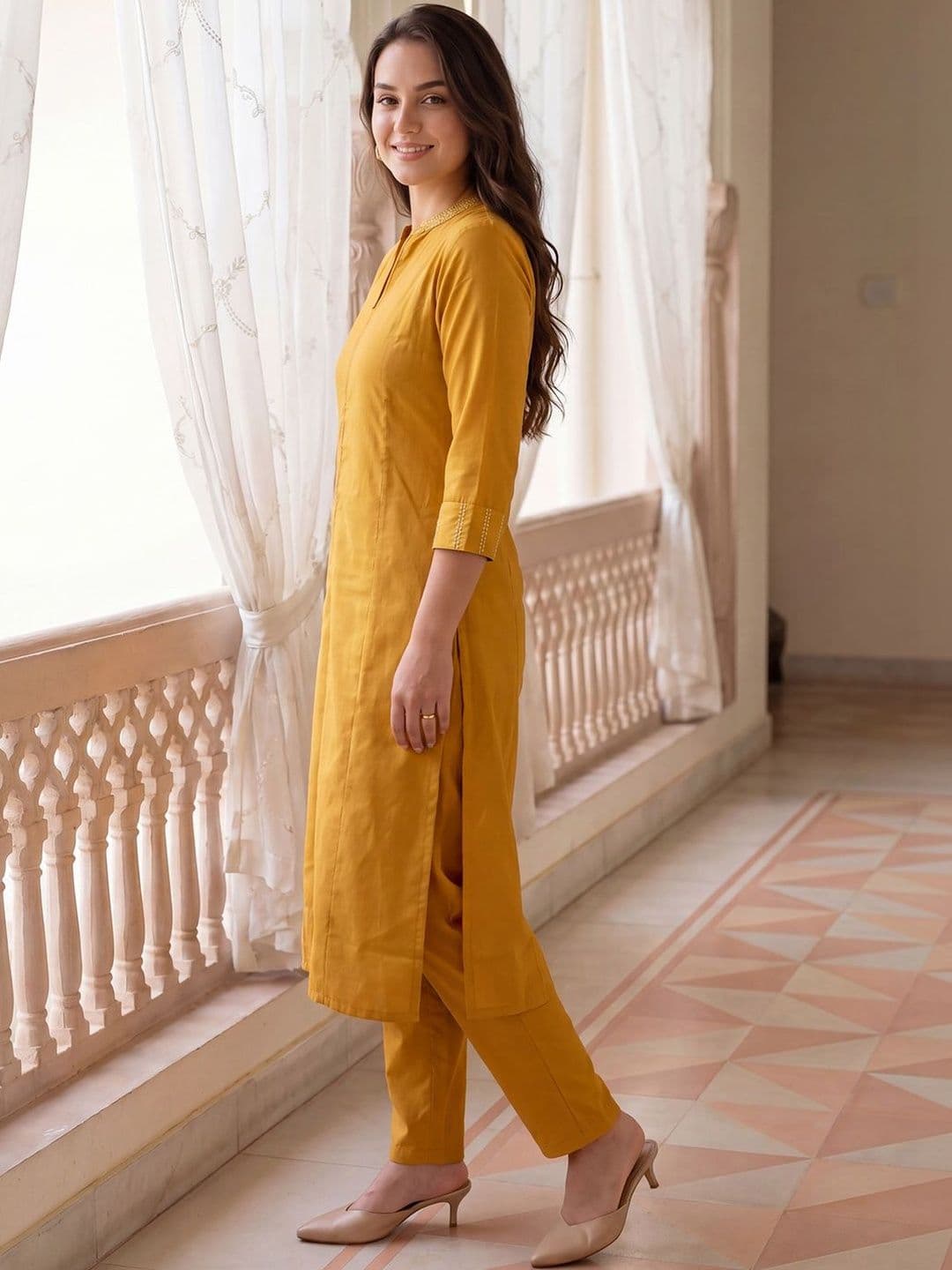 Indo Era Women Regular Thread Work Kurta with Trousers thumbnail 6