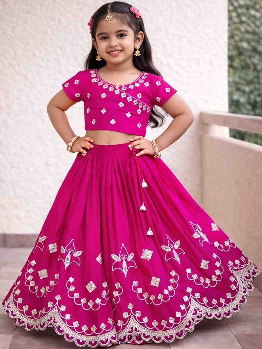 Sangria Girls Printed V-Neck Flared Lehenga Choli - view 1