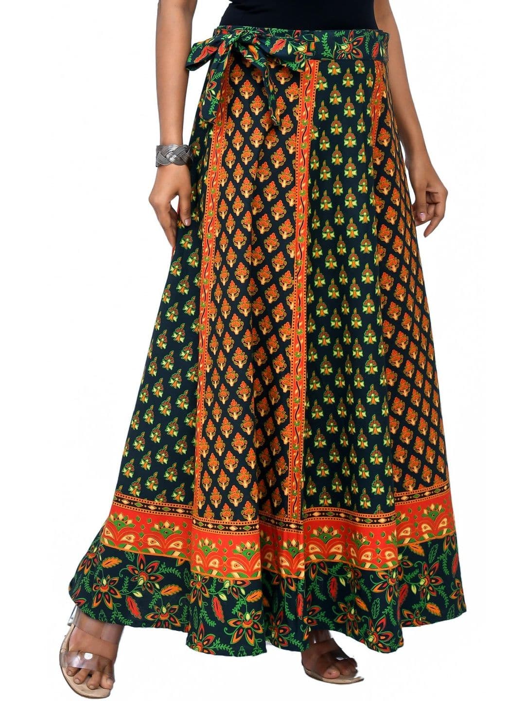 SAMJHI Women Pure Cotton Floral Maxi Wrap Skirt thumbnail 2