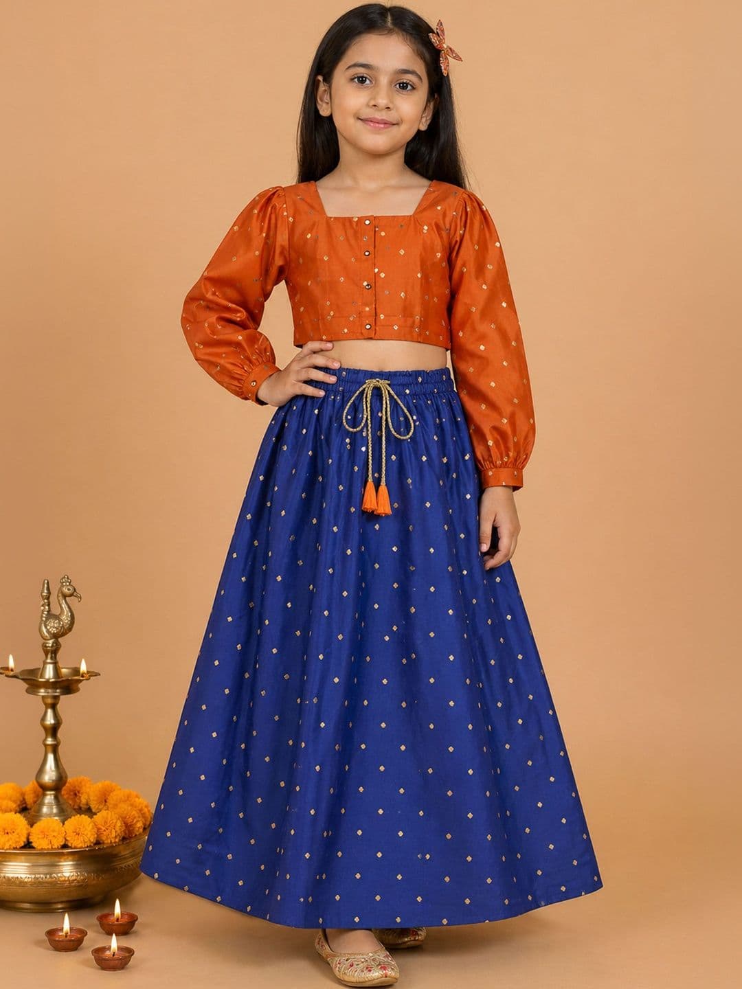 KiddoPanti Girls Embellished Ready to Wear Lehenga Choli Set - view 1