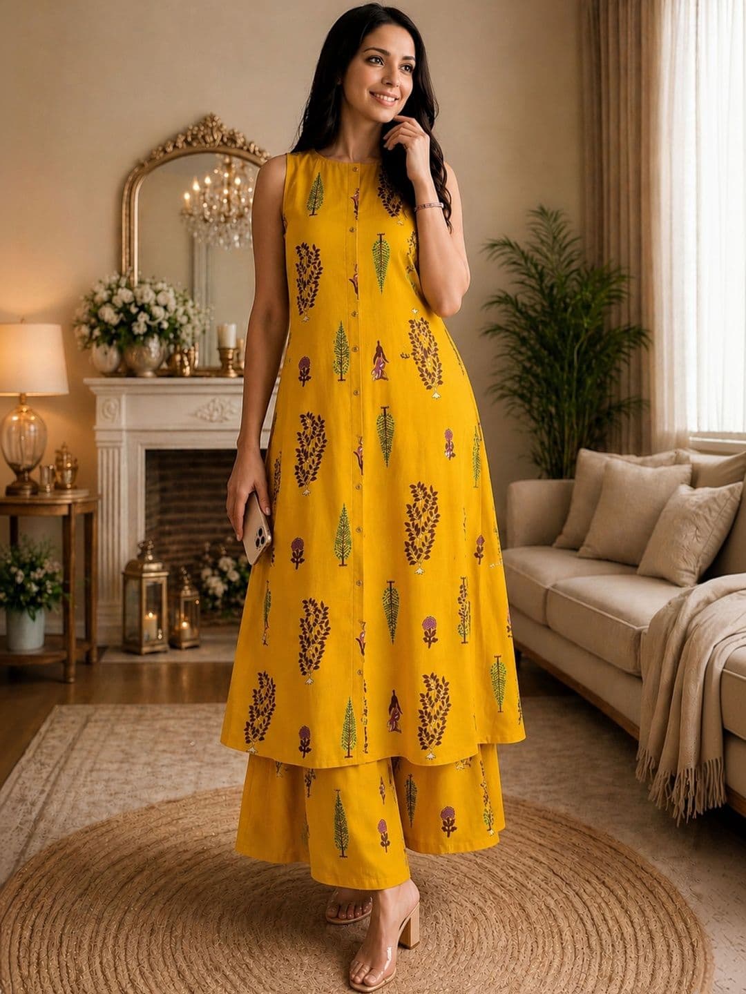 Klere Women Ethnic Motifs Printed Regular Kurta with Palazzos - view 1