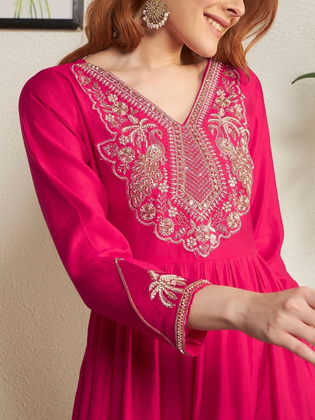 Honky Tonky Embellished V-Neck Ethnic Dress thumbnail 3