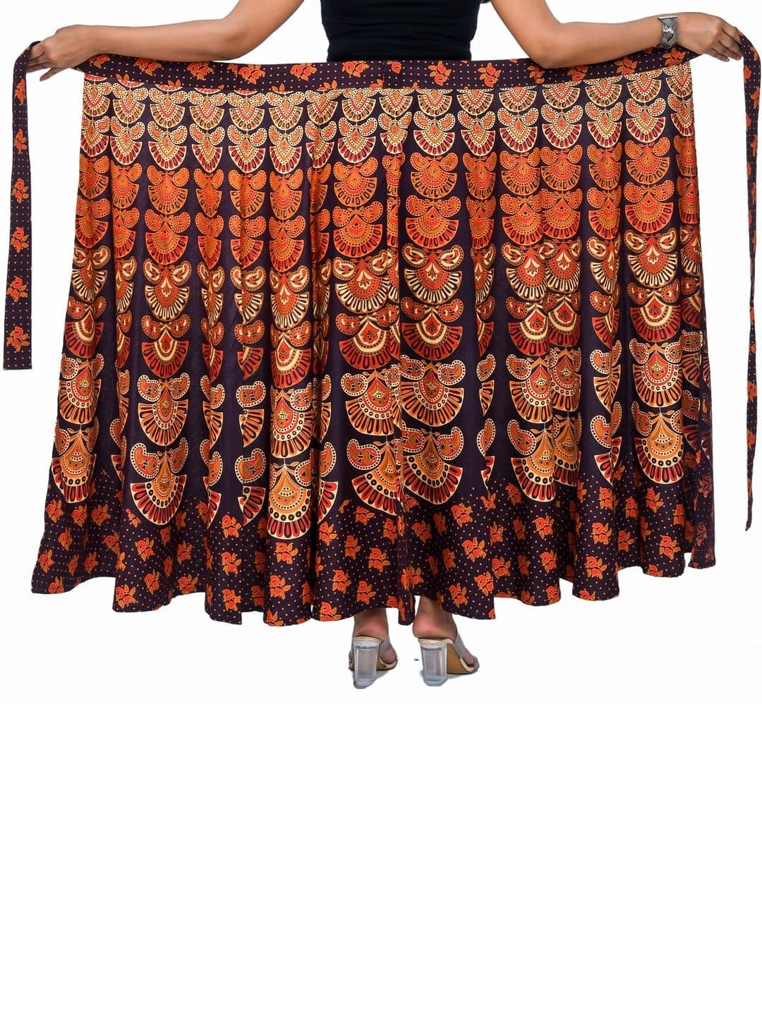 SAMJHI Women Pure Cotton Floral Maxi Wrap Skirt thumbnail 2