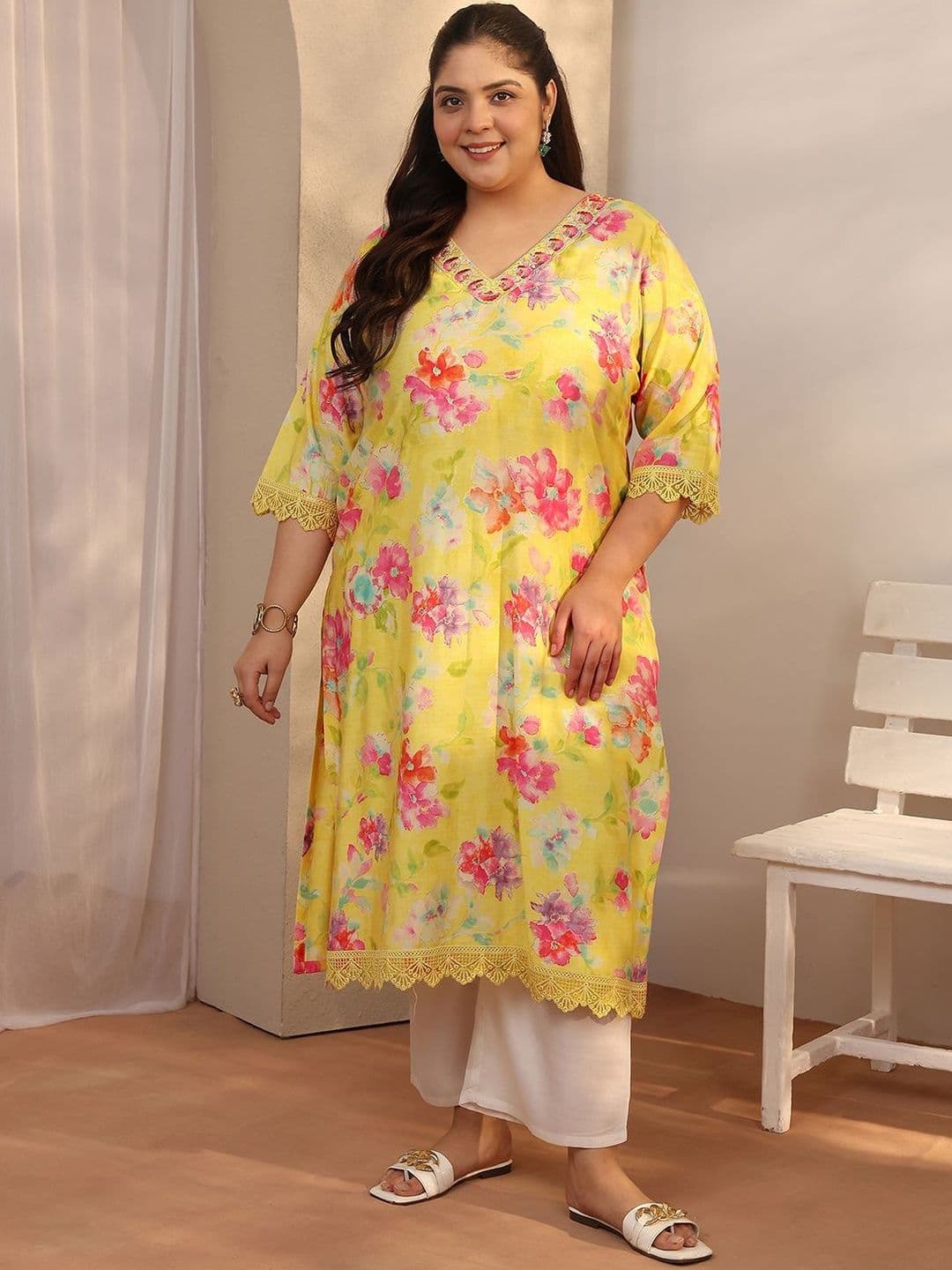 EXTRA LOVE BY LIBAS Plus Size Women Floral Printed Floral Kurta - view 1
