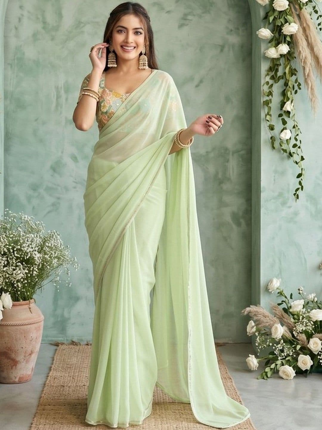 Mitera Embroidered Poly Georgette Saree - view 1