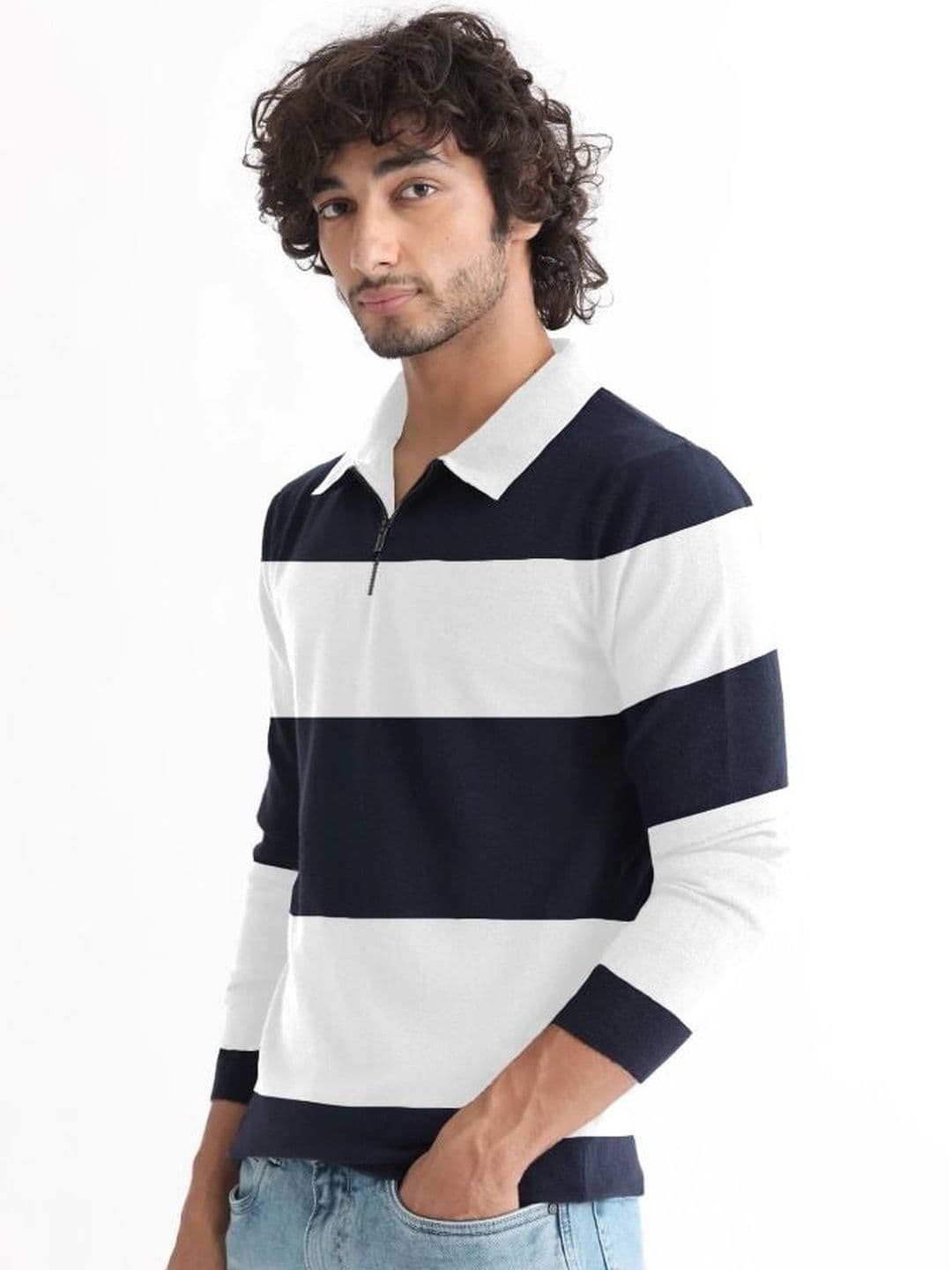 Try This Men Striped Polo Collar T-shirt thumbnail 2
