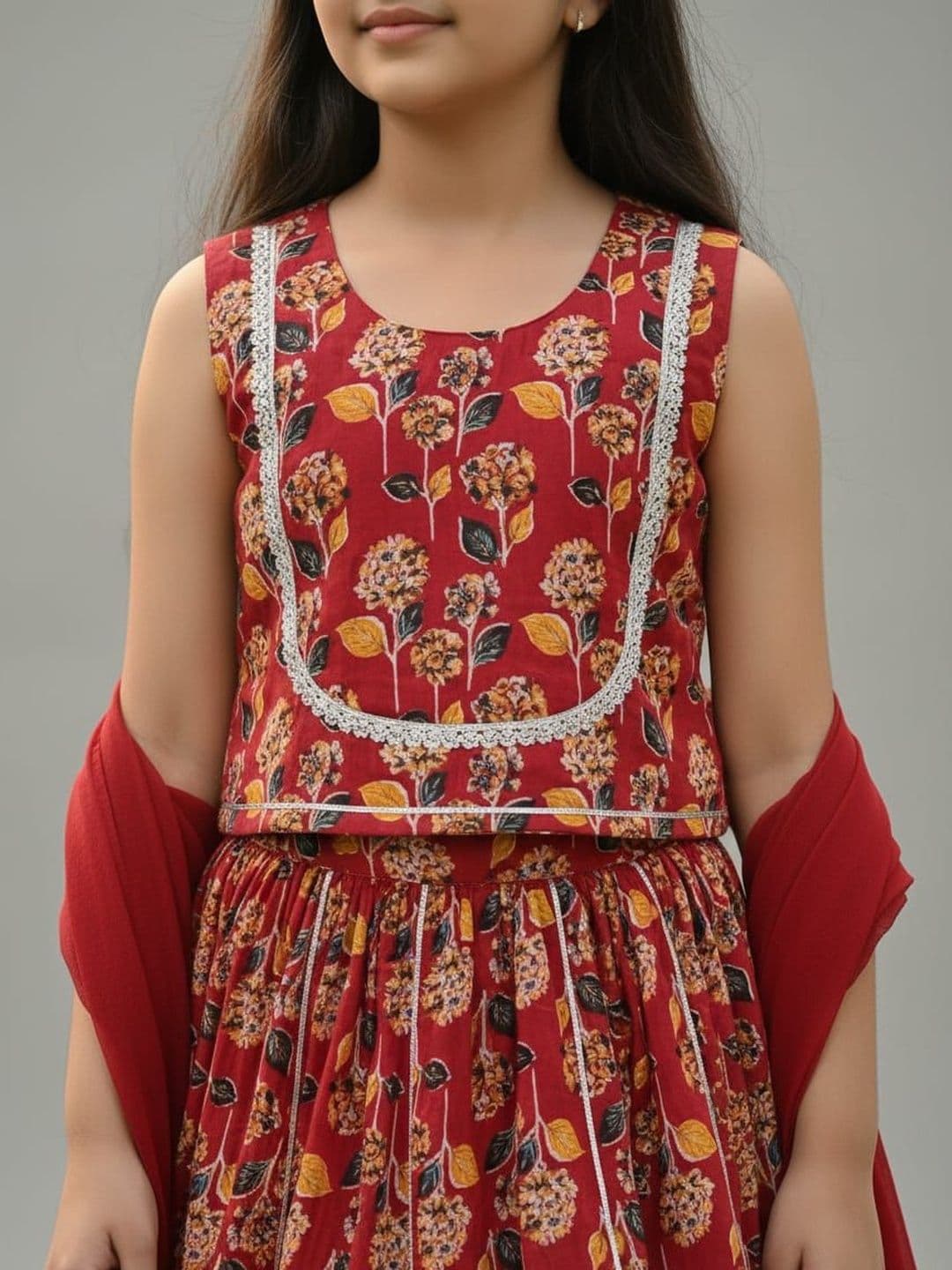 KALINI Girls Printed Ready to Wear Lehenga & Blouse With Dupatta thumbnail 2
