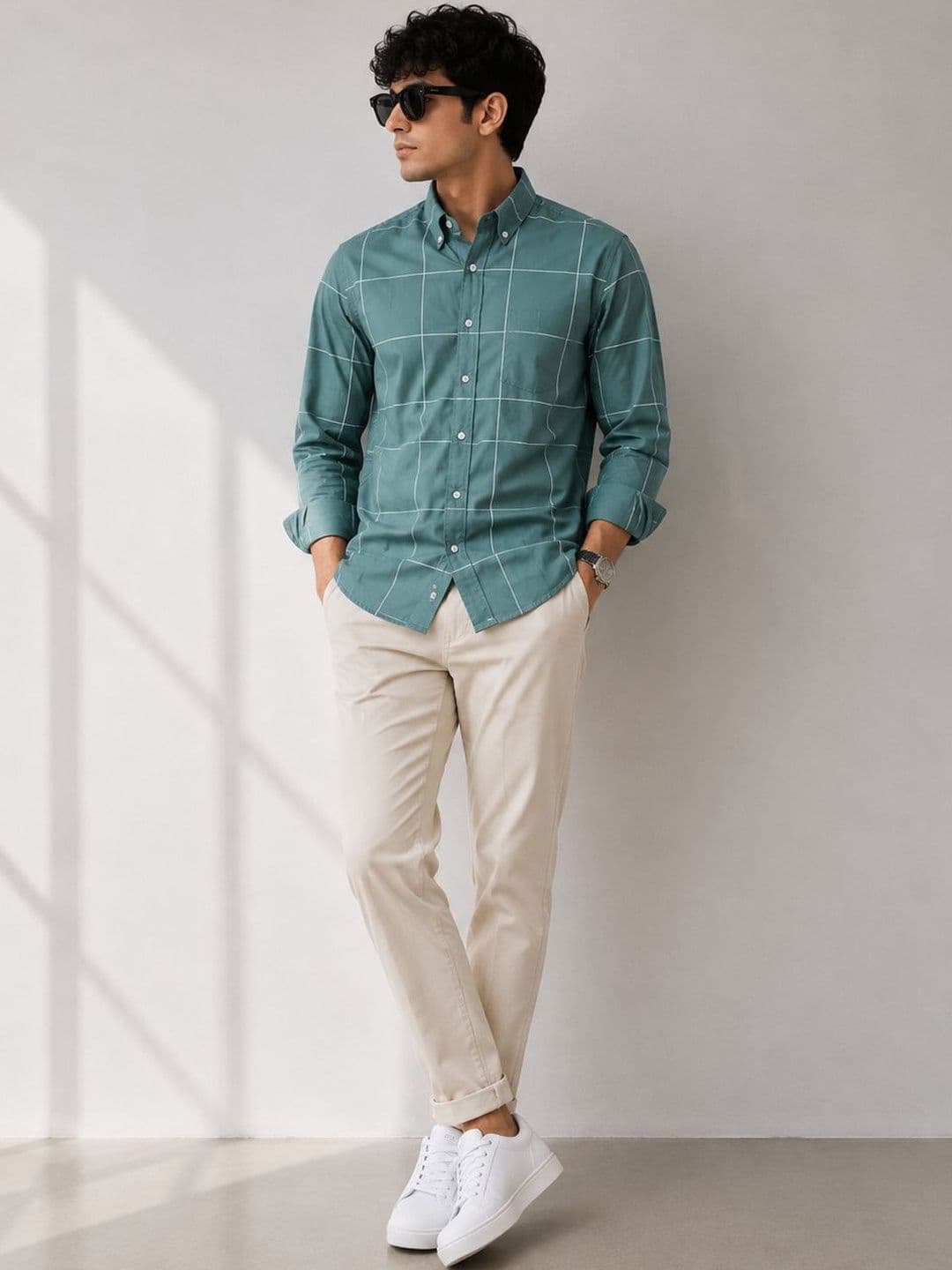 HERE&NOW Men Classic Windowpane Checks Checked Casual Shirt - view 1