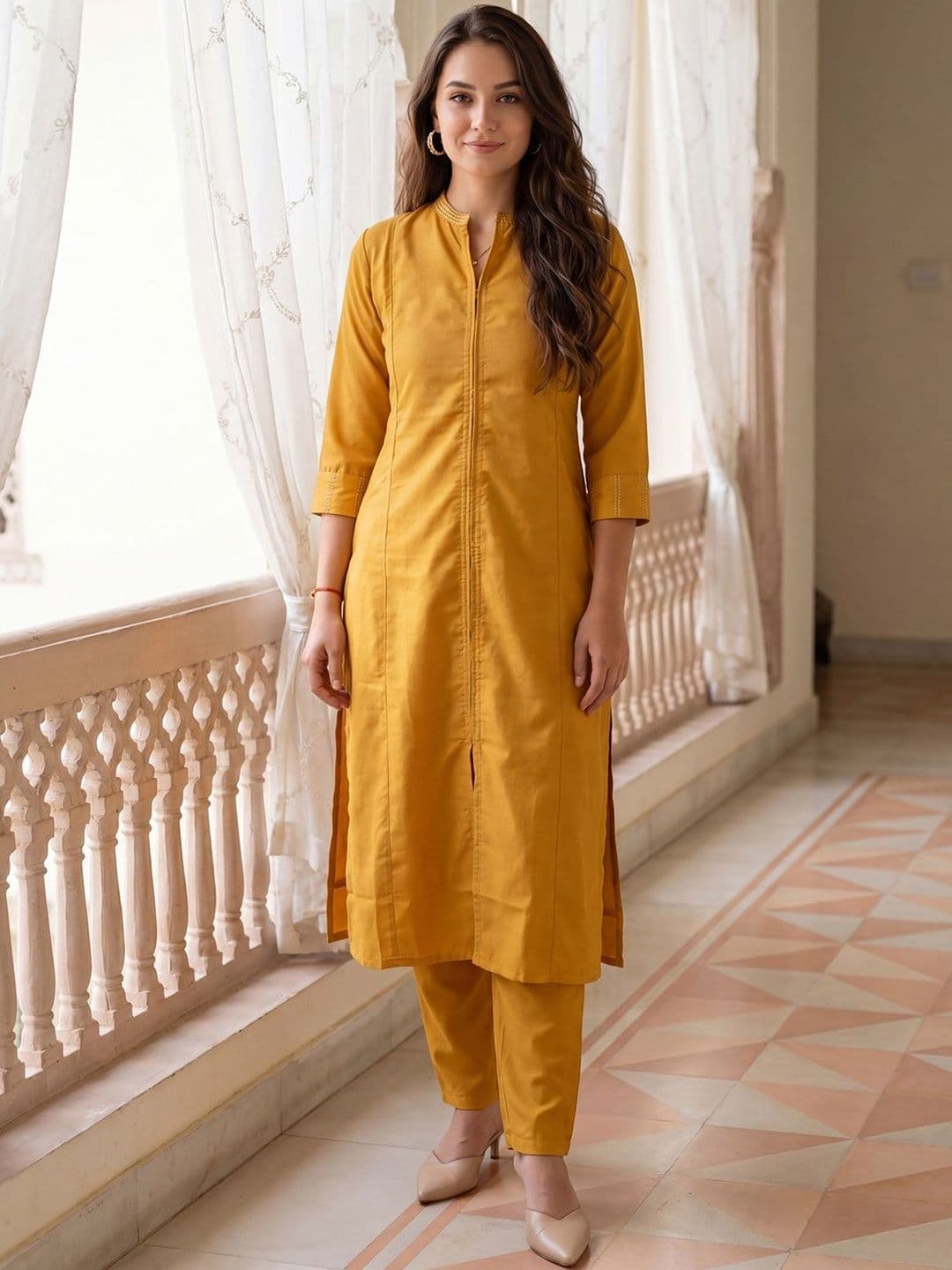 Indo Era Women Regular Thread Work Kurta with Trousers thumbnail 2