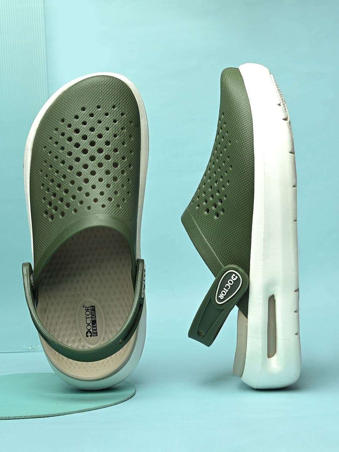 DOCTOR FEEL SOFT Men Colourblocked Clogs thumbnail 6