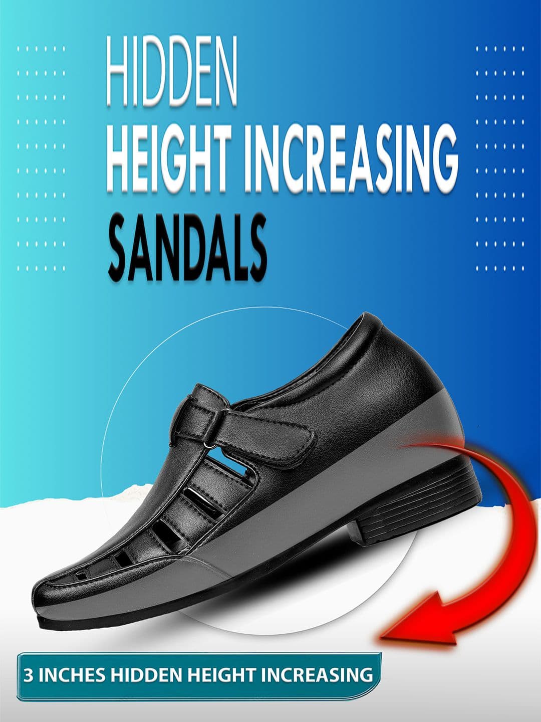 Bxxy Men 3 Inch Hidden Elevator Height Increasing Formal Shoe-Style Sandals thumbnail 4