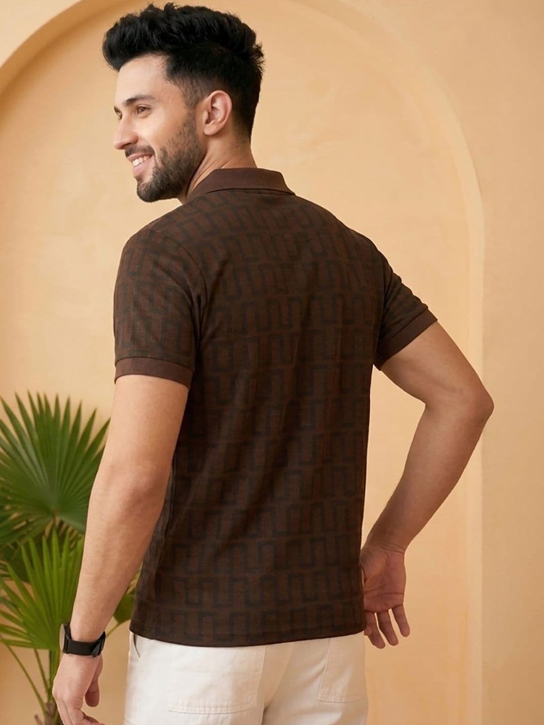 YONGE Men Printed Polo Collar T-shirt thumbnail 3