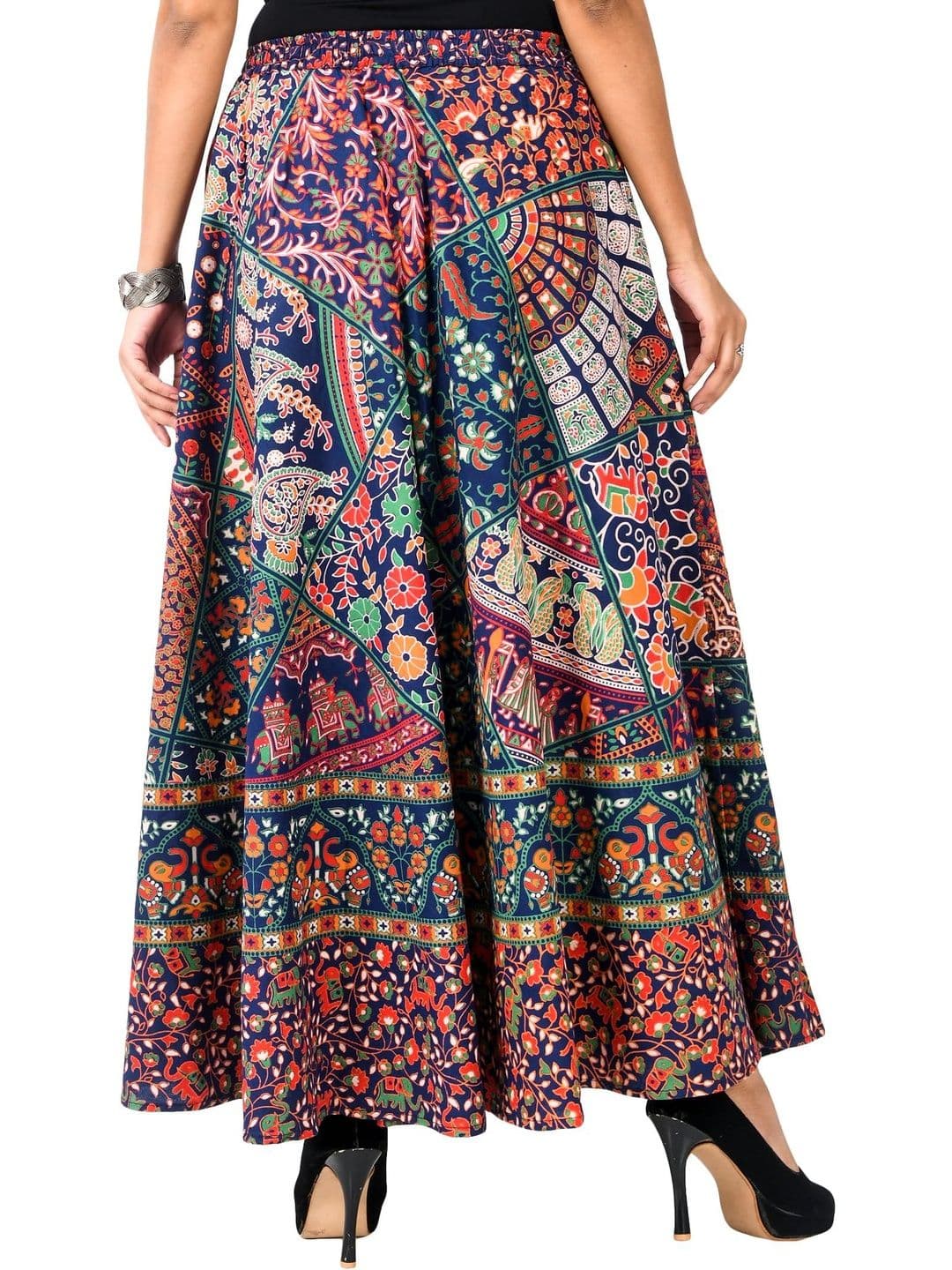 SAMJHI Women Pure Cotton Paisley Maxi Flared Skirt thumbnail 3