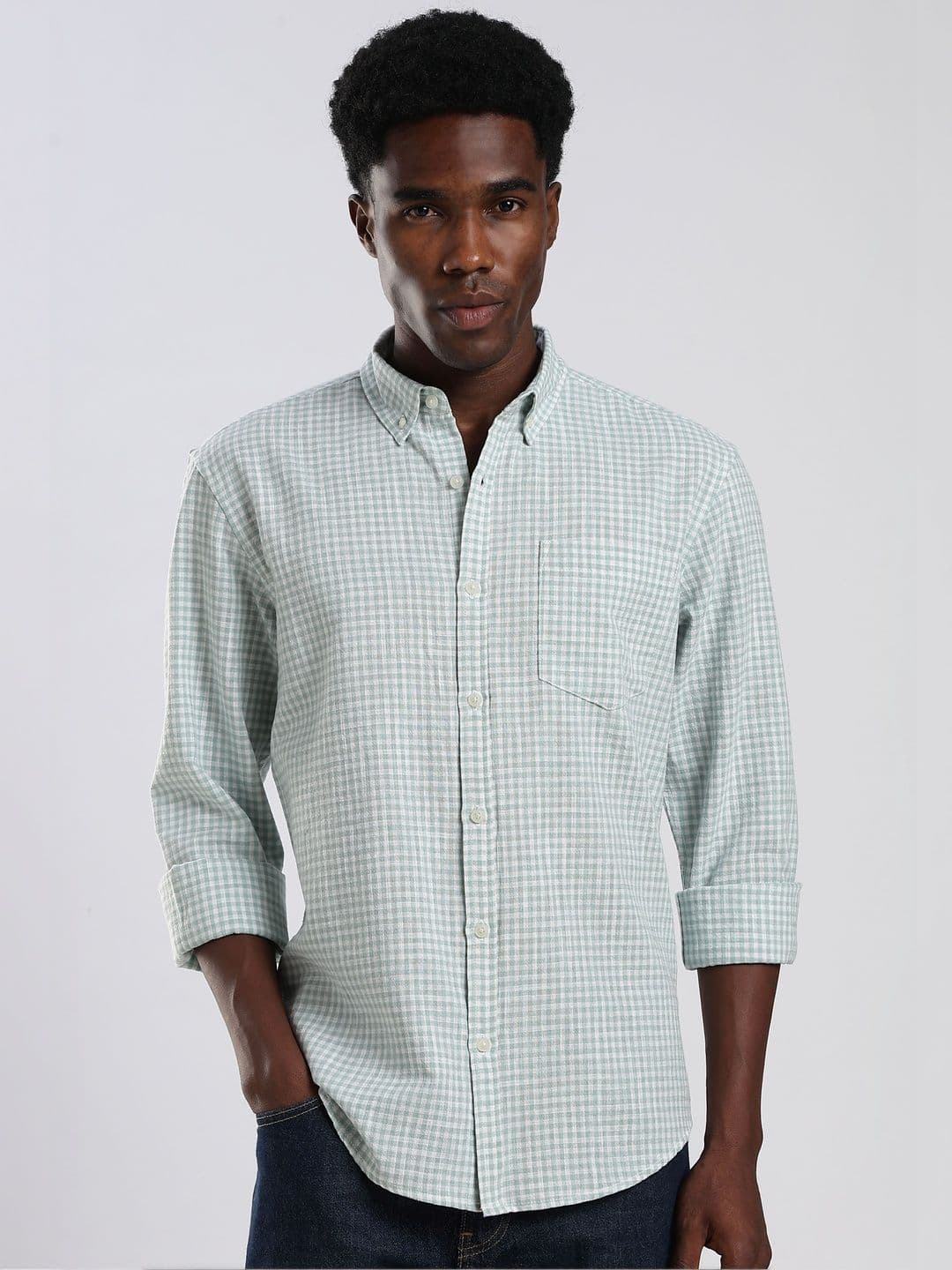 HERE&NOW Men Gingham Checks Checked Casual Shirt - view 1