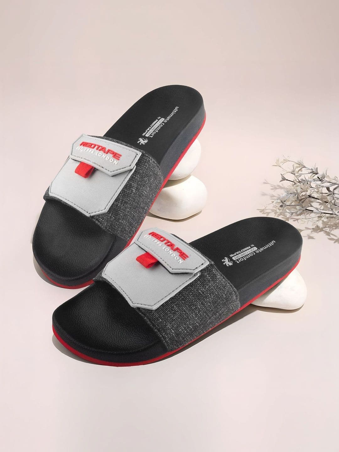 Red Tape Men Colourblocked Sliders - view 1