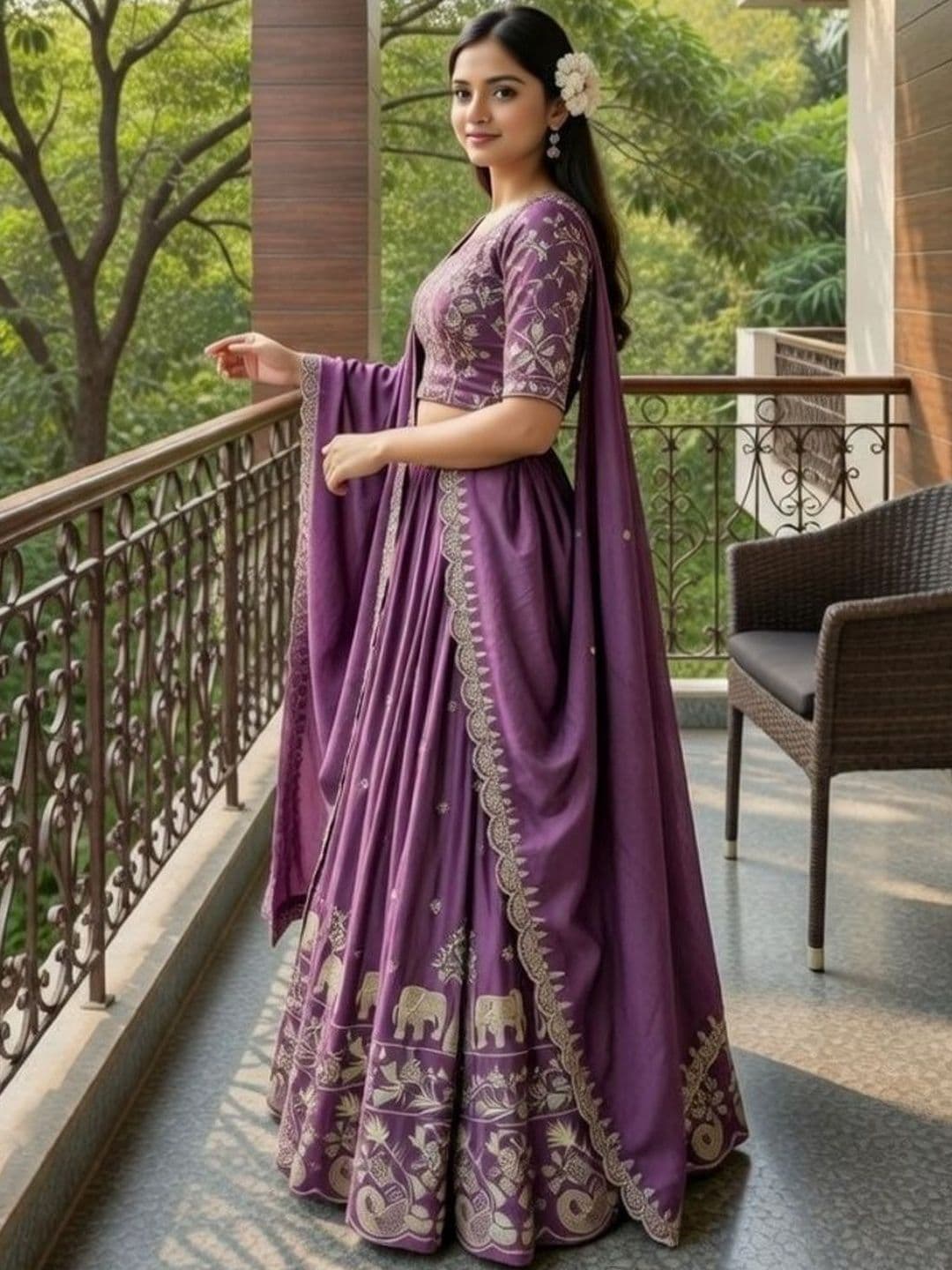 Closin Girls Embroidered Thread Work Ready to Wear Lehenga & Blouse With Dupatta thumbnail 3
