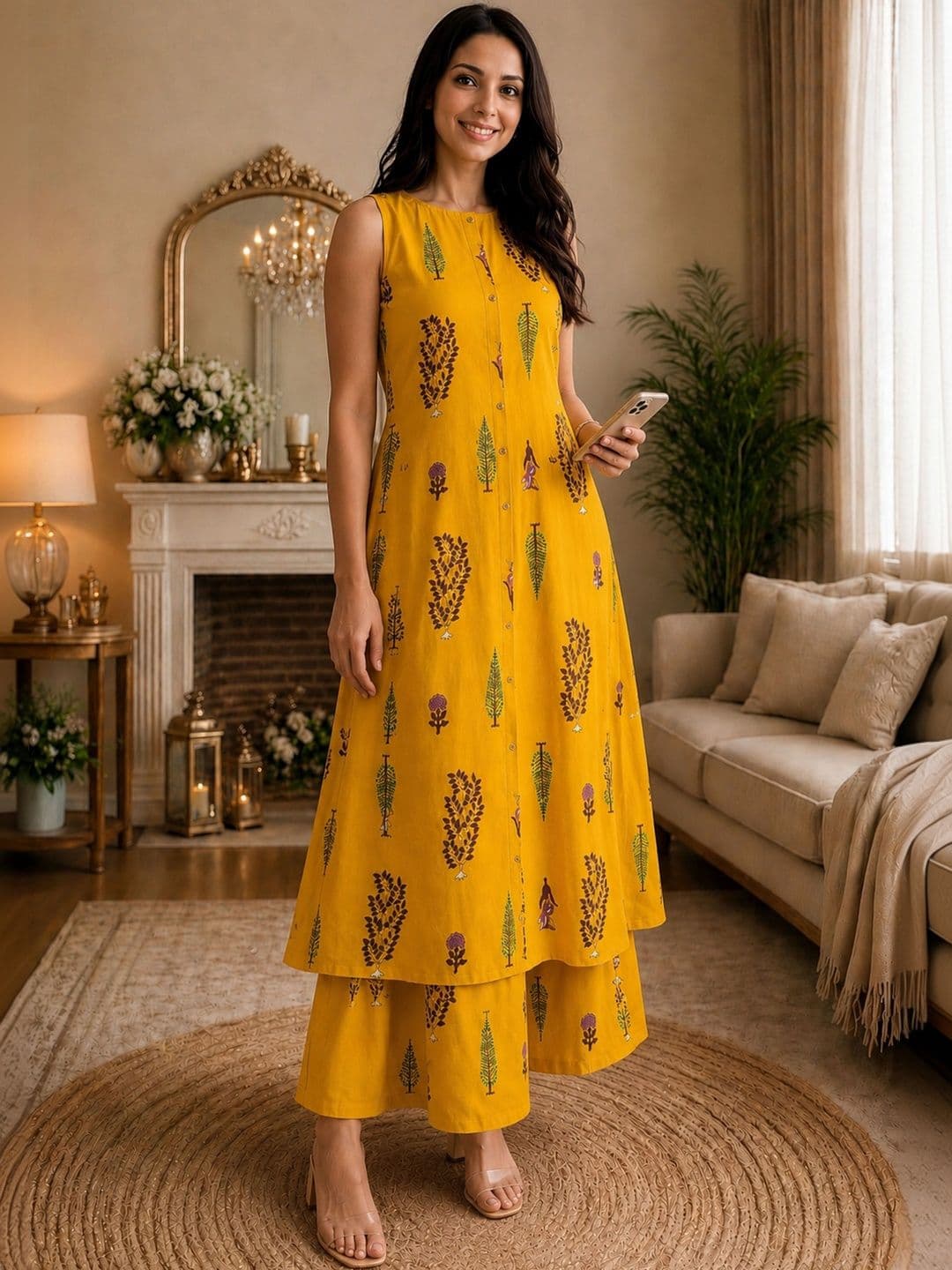 Klere Women Ethnic Motifs Printed Regular Kurta with Palazzos thumbnail 5