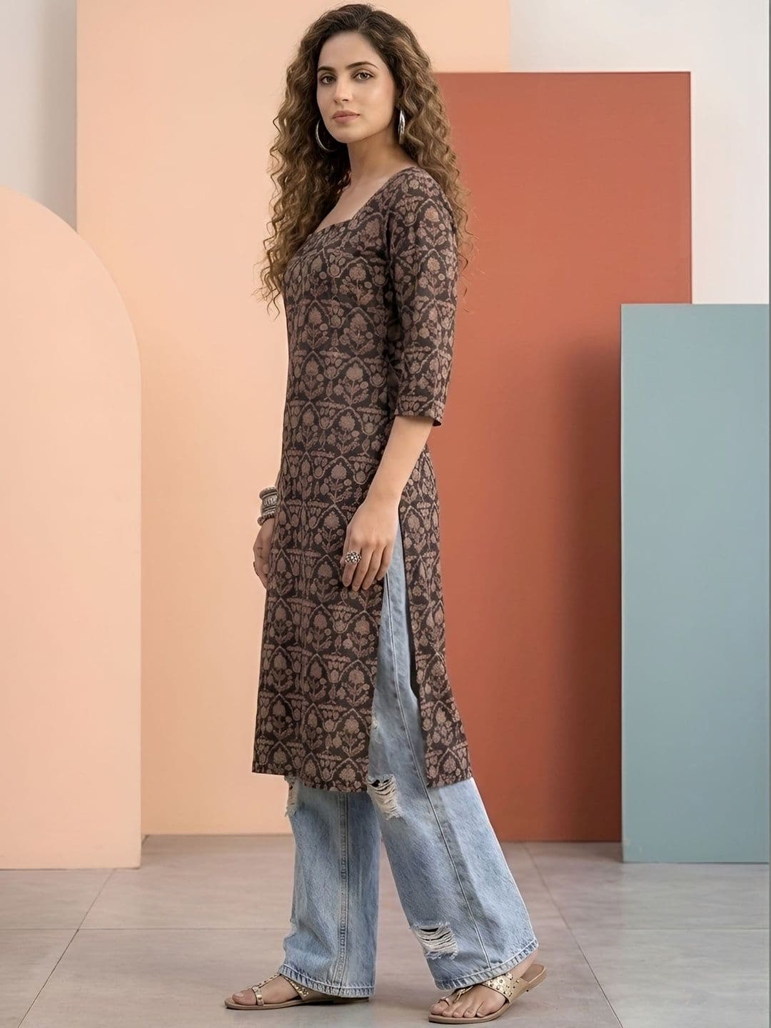 SZN Women Ethnic Motifs Printed Kurta thumbnail 3