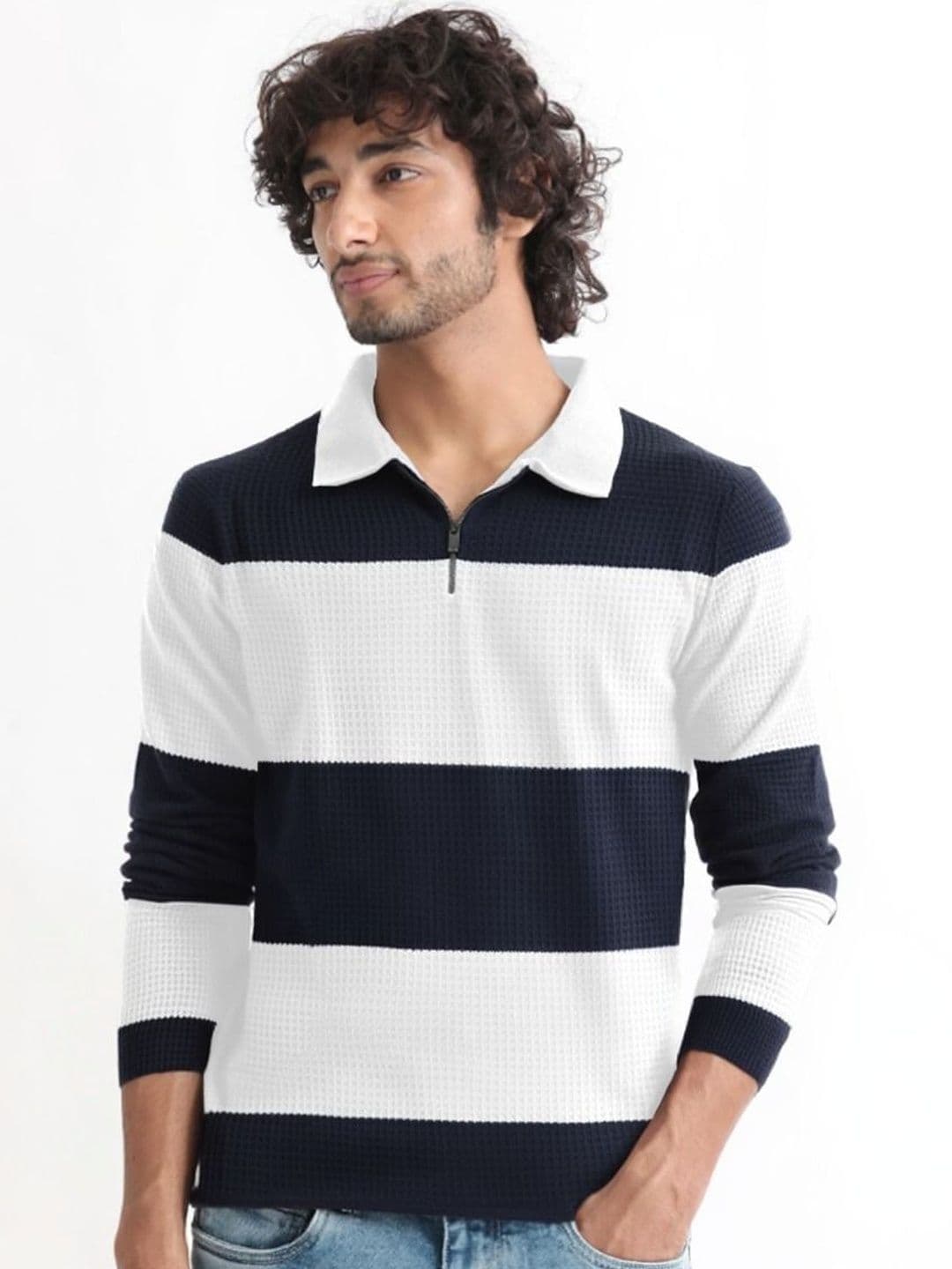 Try This Men Striped Polo Collar T-shirt - view 1