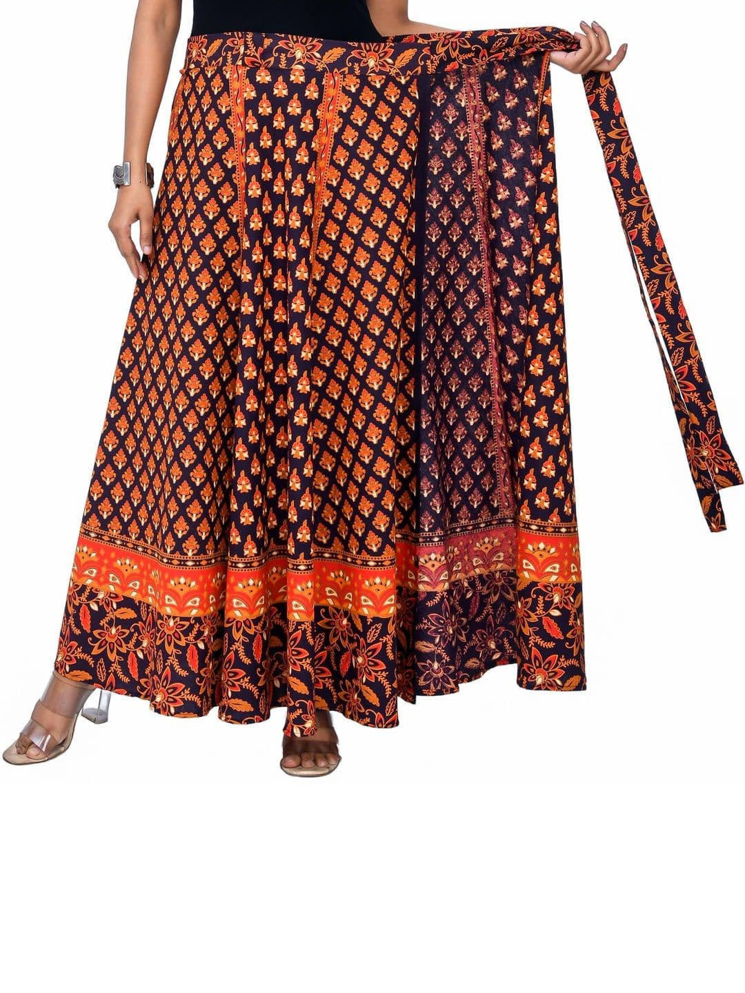 SAMJHI Women Pure Cotton Floral Maxi Wrap Skirt - view 1