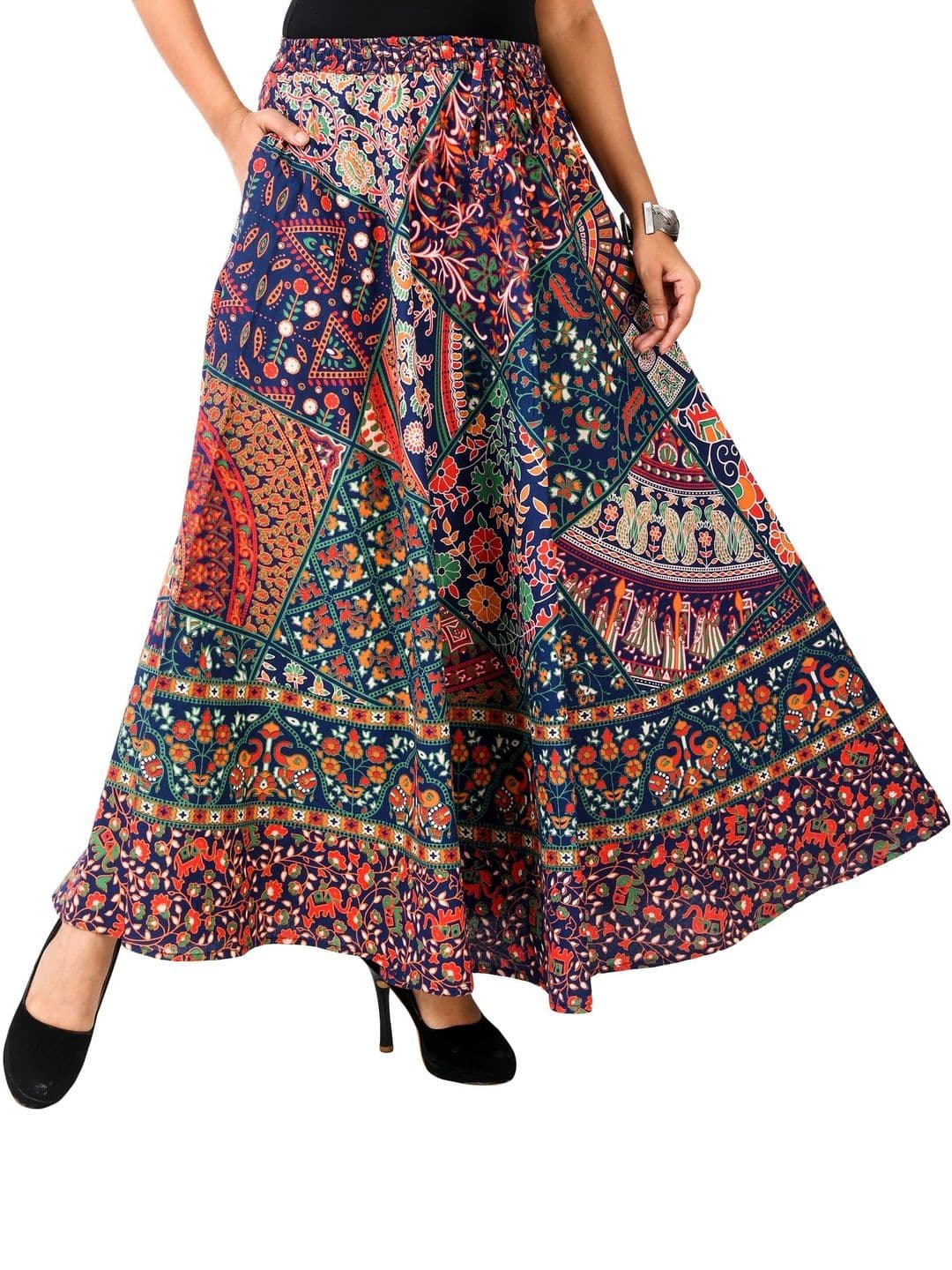SAMJHI Women Pure Cotton Paisley Maxi Flared Skirt - view 1