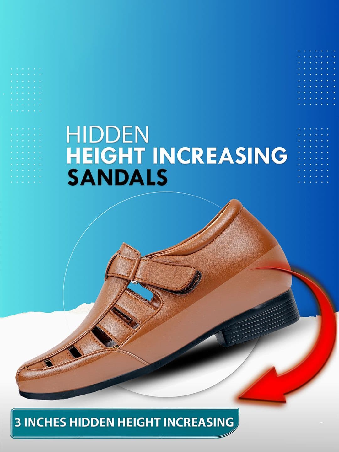 Bxxy Men 3 Inch Hidden Elevator Height Increasing Formal Shoe-Style Sandals thumbnail 5