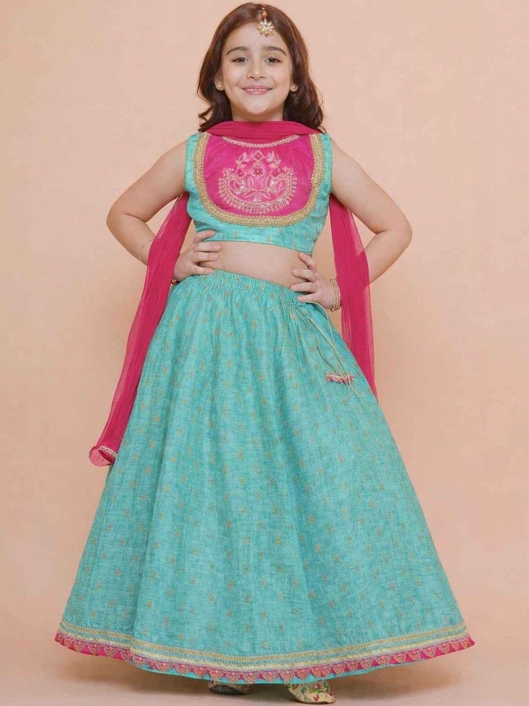 RJ ONLINE Girls Tie and Dye Ready to Wear Lehenga & Blouse With Dupatta thumbnail 3