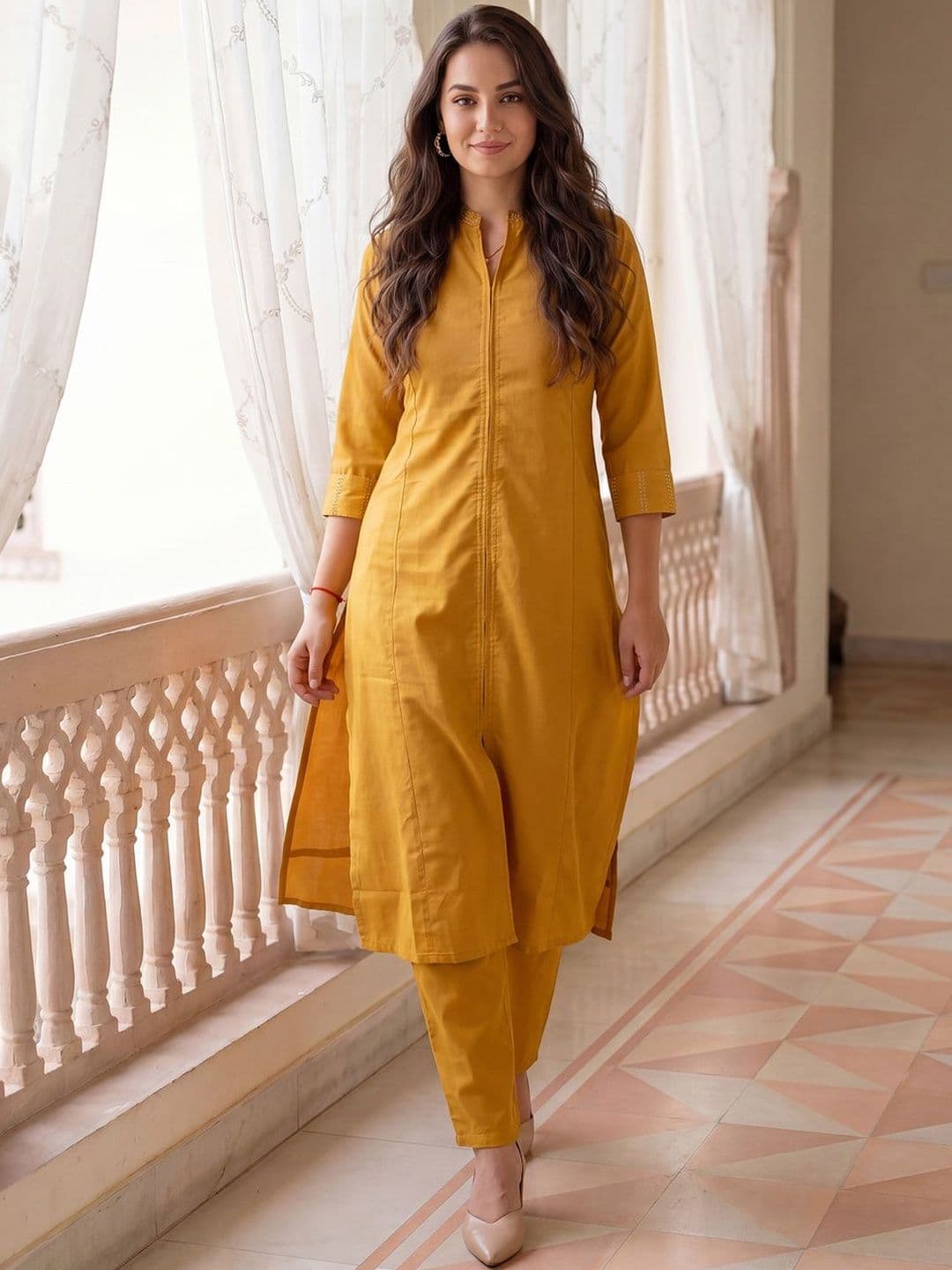 Indo Era Women Regular Thread Work Kurta with Trousers - view 1