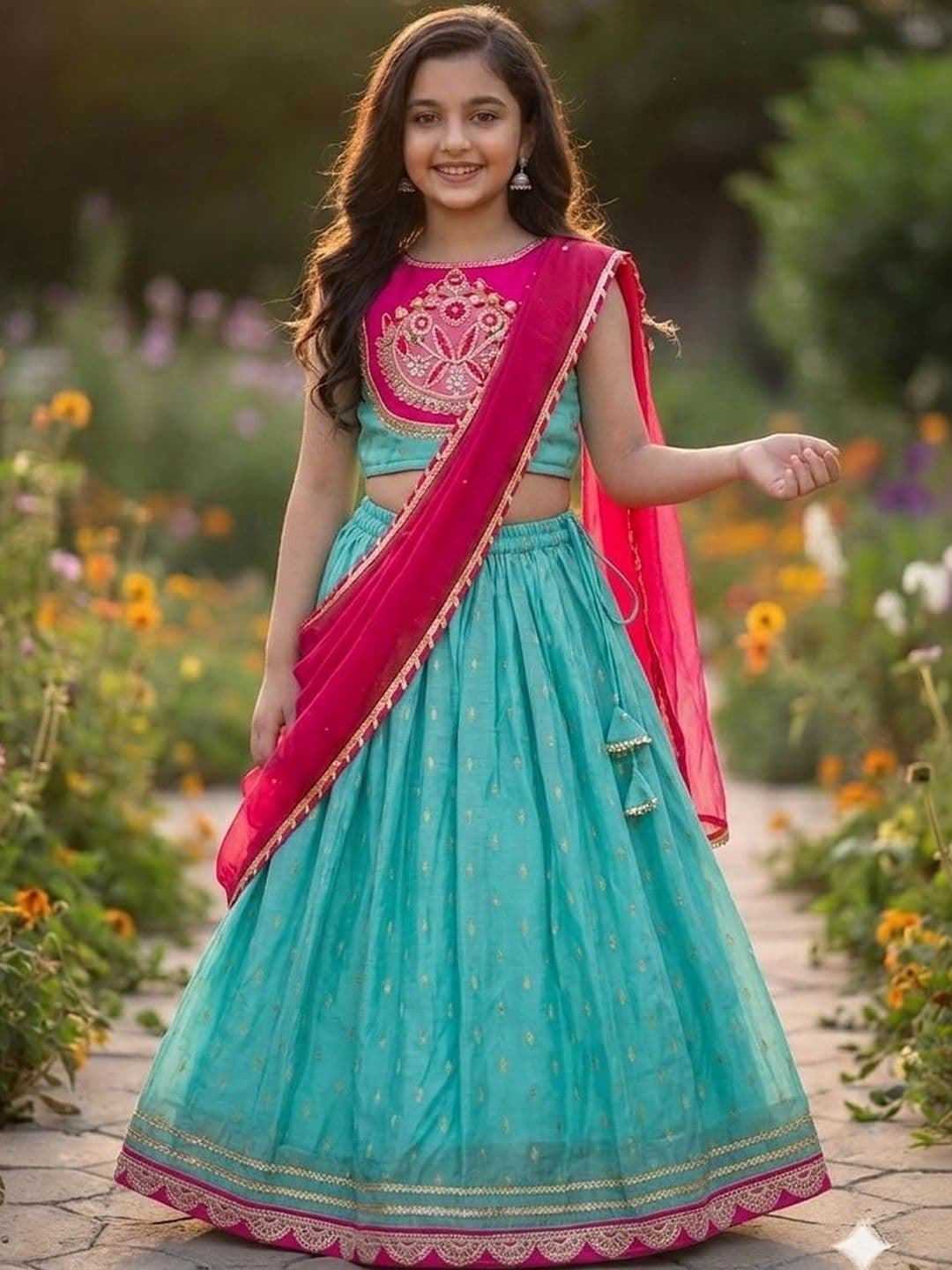 RJ ONLINE Girls Tie and Dye Ready to Wear Lehenga & Blouse With Dupatta - view 1