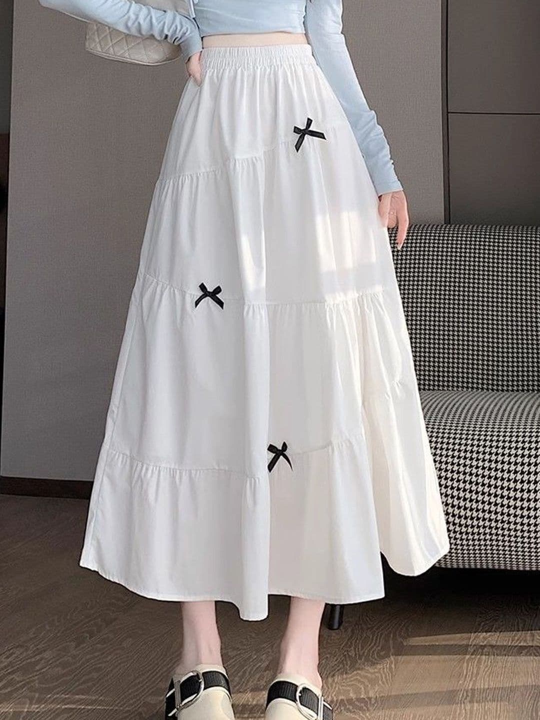 Suo Women Tiered Midi Tiered Skirt thumbnail 4